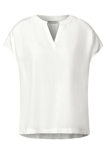 STREET ONE Kurzarmbluse – Leichte Unifarbene Bluse mit Geschlitztem Ausschn günstig online kaufen