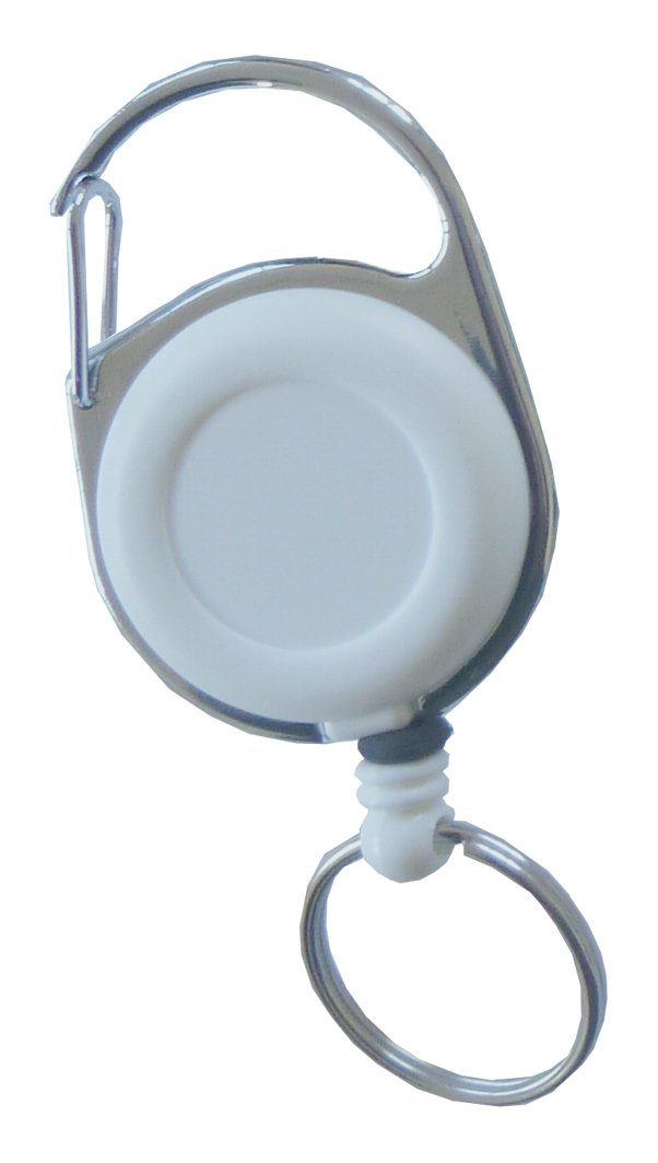 Weiß Ausweisclip (100-tlg), Schlüsselanhänger Form / Metallumrandung, Kranholdt Ausweishalter Schlüsselring / Jojo mit Gürtelclip, runder