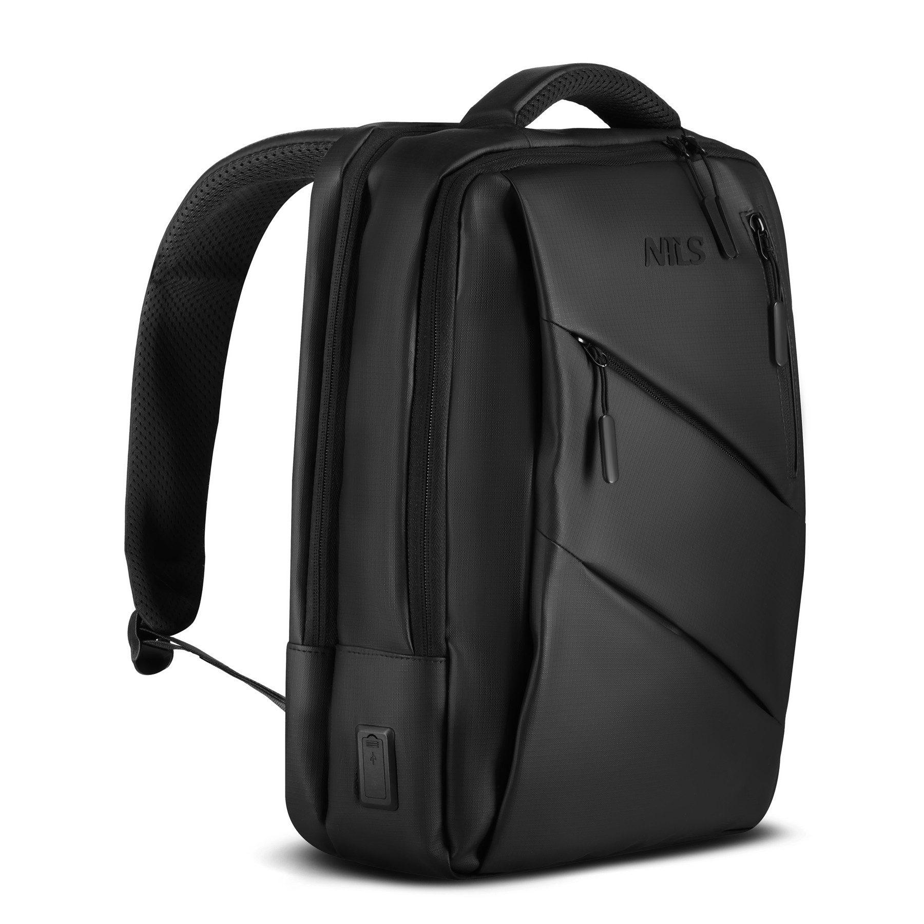 NILS CAMP Laptoprucksack Reiserucksack 15L Business Rucksack Laptoptasche, Integrierte USB- und USB-C-Anschlüsse für bequemes Laden mit Powerbank
