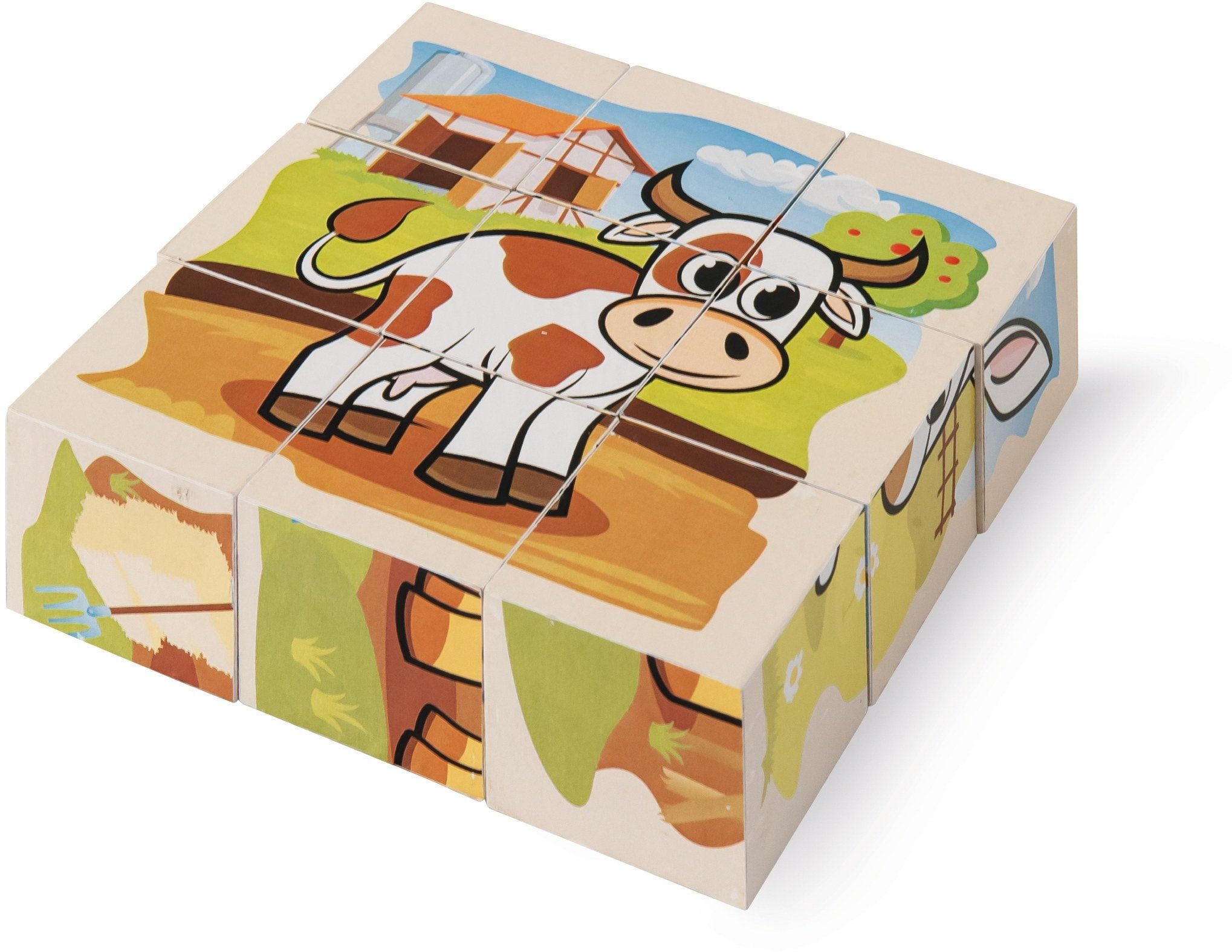 Eichhorn Puzzle Holz Würfel Bauernhof Kinder Teile 9 Puzzleteile 100005203, Puzzle 9