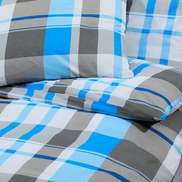 Bettwäsche Bettwäsche-Set Blau und Grau 135x200 cm Baumwolle Bettbezug, vidaXL