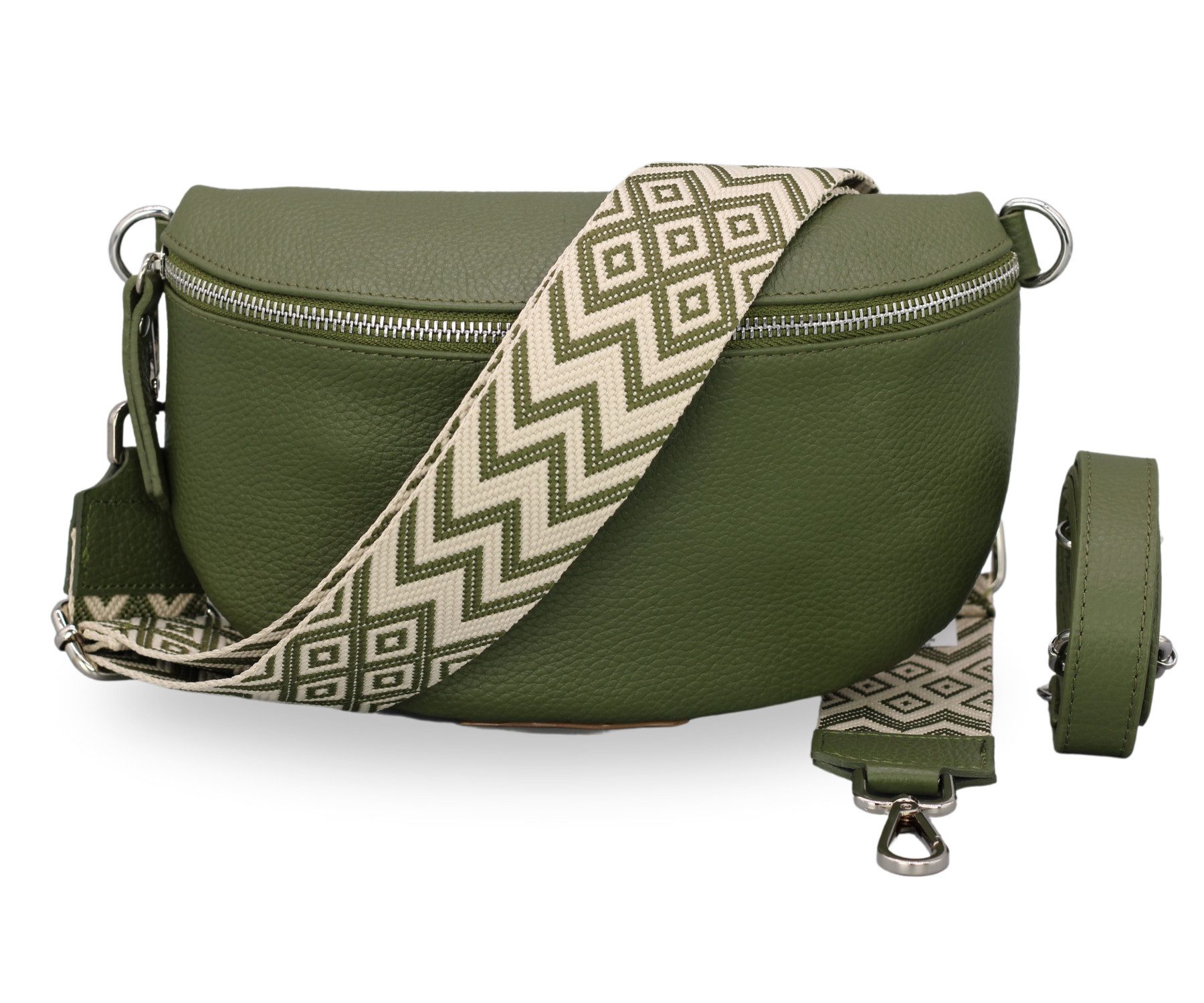 Schultertasche SAHEL Gürteltasche Damen, echtes Leder, mit 2 Riemen