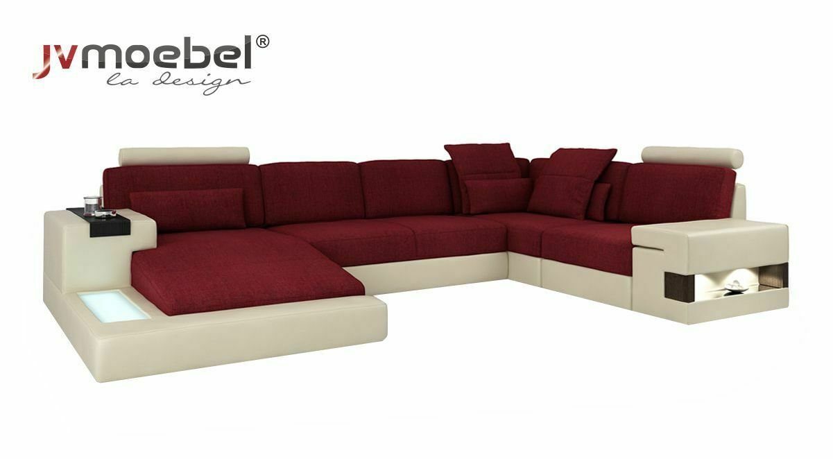 JVmoebel Ecksofa, Ledersofa Designer Sofa U Form Wohnlandschaft Couch Polster