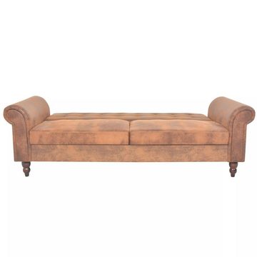 vidaXL Sofa Schlafsofa mit Armlehnen Kunstleder braun Schlafcouch Schlaffunktion