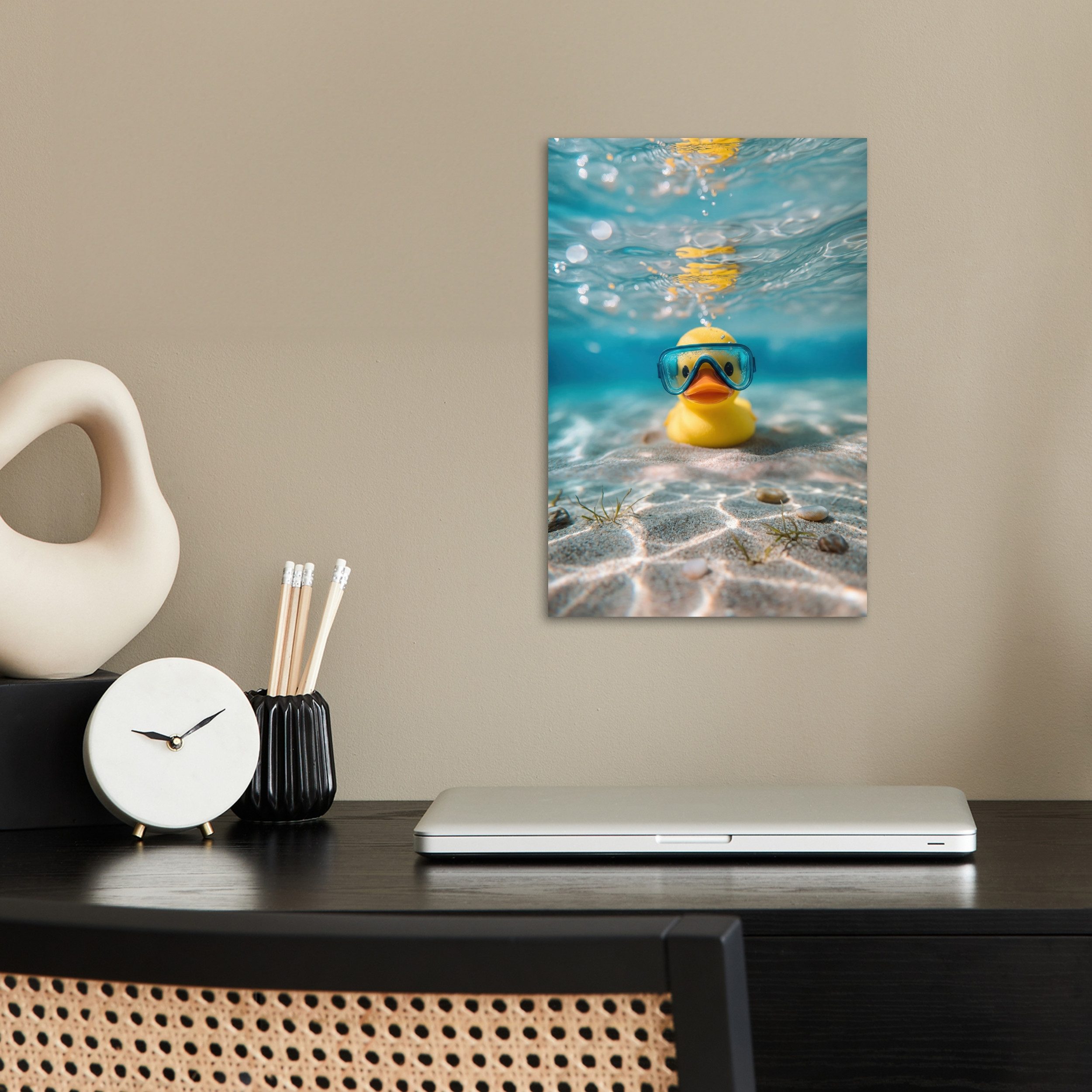 MuchoWow Poster Schwimmbrille - Ente - Wasser, (1 St), Poster ohne Rahmen, Wandbild, Wandposter, 20x30 cm