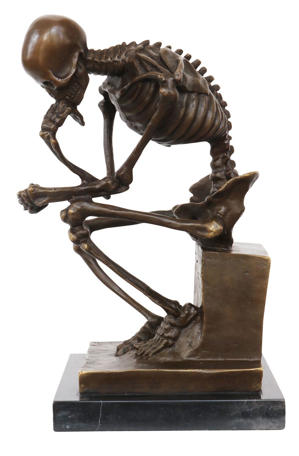 Dekoobjekt Bronze Skelett Denker Mann Bronze Figur Bronzeskulptur nach Rodin Skul