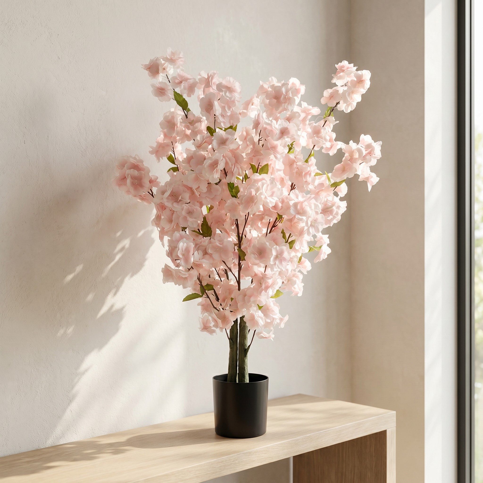 Kunstpflanze künstliche Kirschblüte Kunstbaum Zimmerpflanze Deko Kirschblütenbaum, Arnusa, Höhe 80 cm, fertig im Topf in Rosa oder Weiß