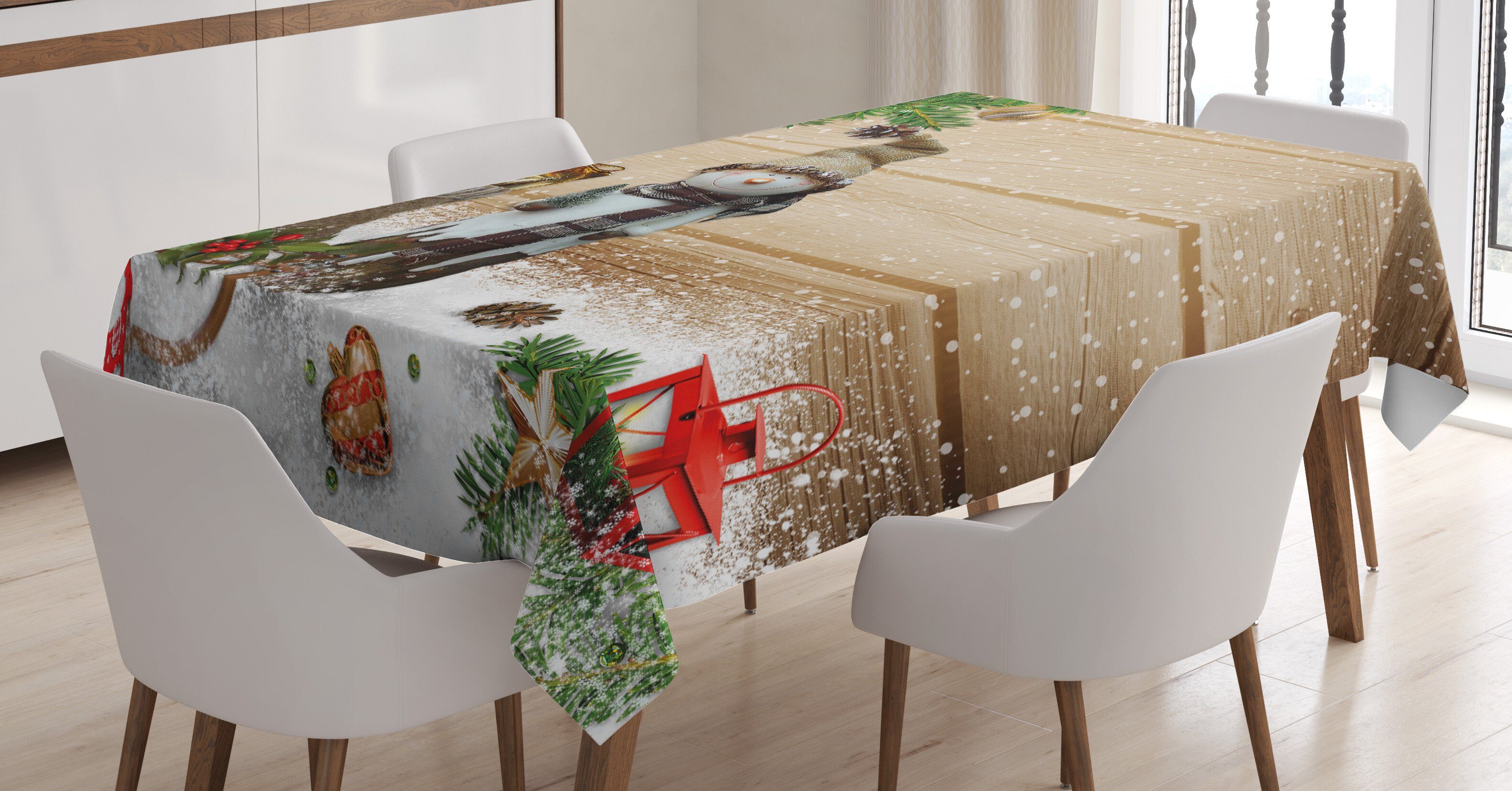 Weihnachten geeignet Abakuhaus Waschbar Tischdecke Klare den im Schneemann Bereich Für Außen Farbfest Farben, Garten