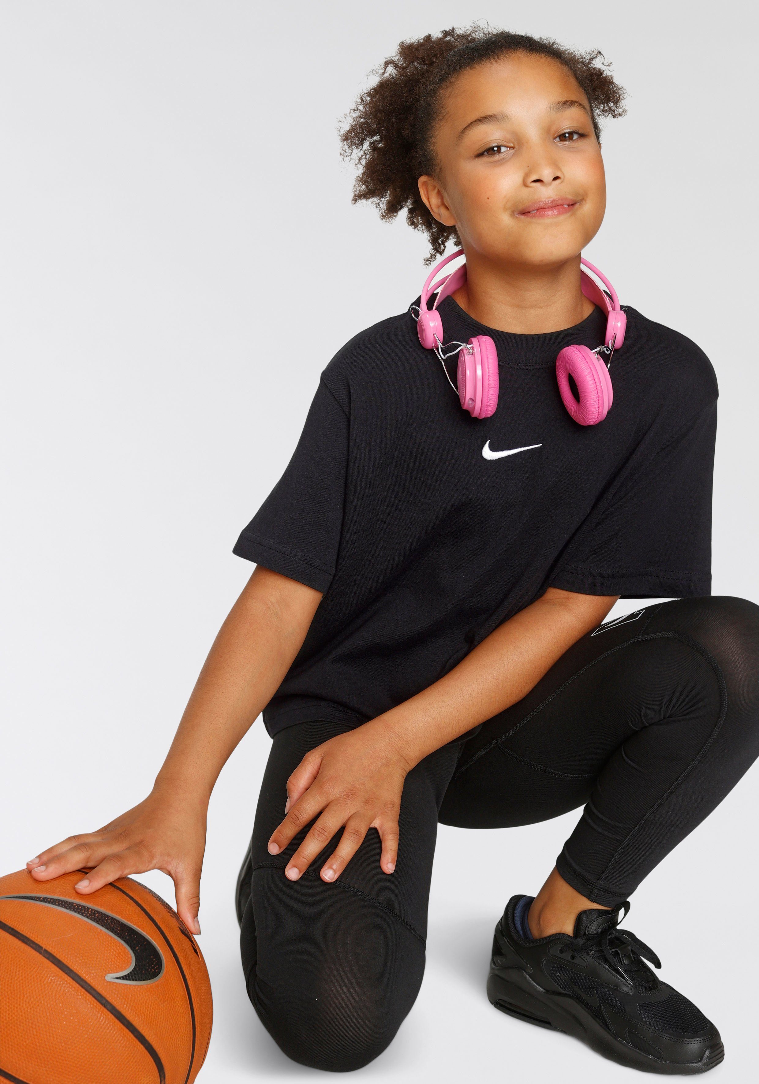 T-SHIRT Nike BIG T-Shirt BLACK/WHITE (GIRLS) Sportswear KIDS'