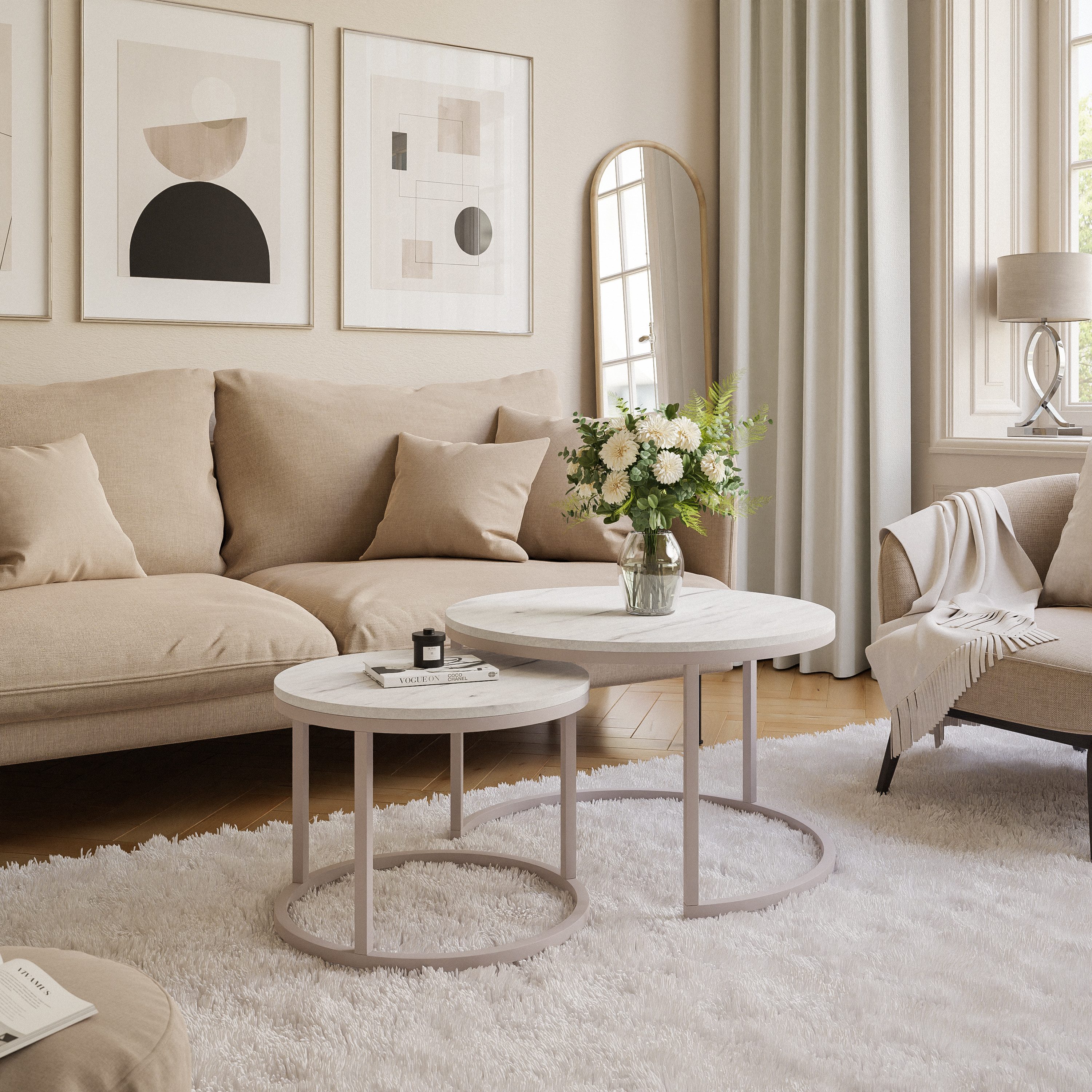 Lookway Couchtisch CIRI 2in1 Matt KASCHMIR (2er Set), Durchmesser: ⌀70 cm u günstig online kaufen