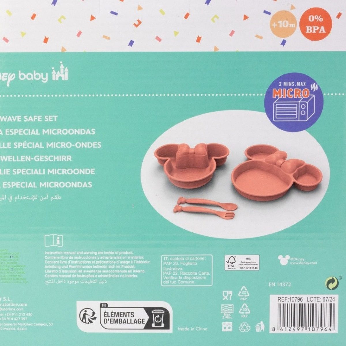 Disney Minnie Mouse Kinderbesteck Kindergeschirr-Set 4-teilig – Teller, Schale & Besteck in Geschenkbox (4-tlg)