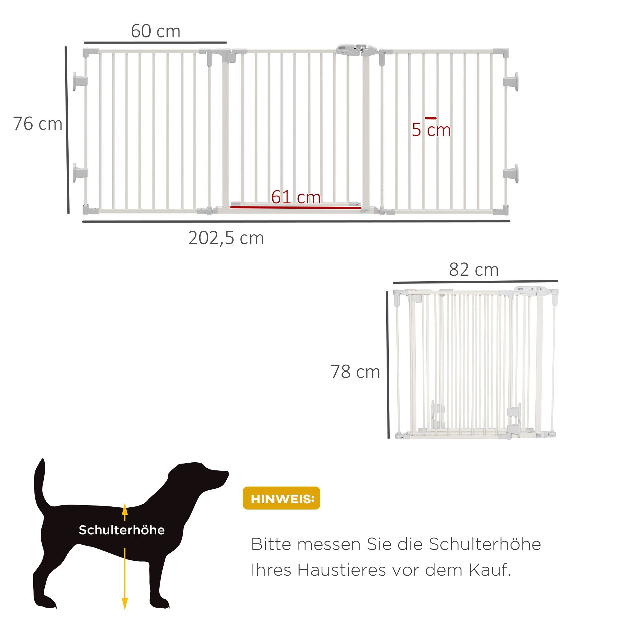 PawHut Hundeschutzgitter mit verstellbarer Funktion schwarz 89-150L x 9B x  76-124H cm
