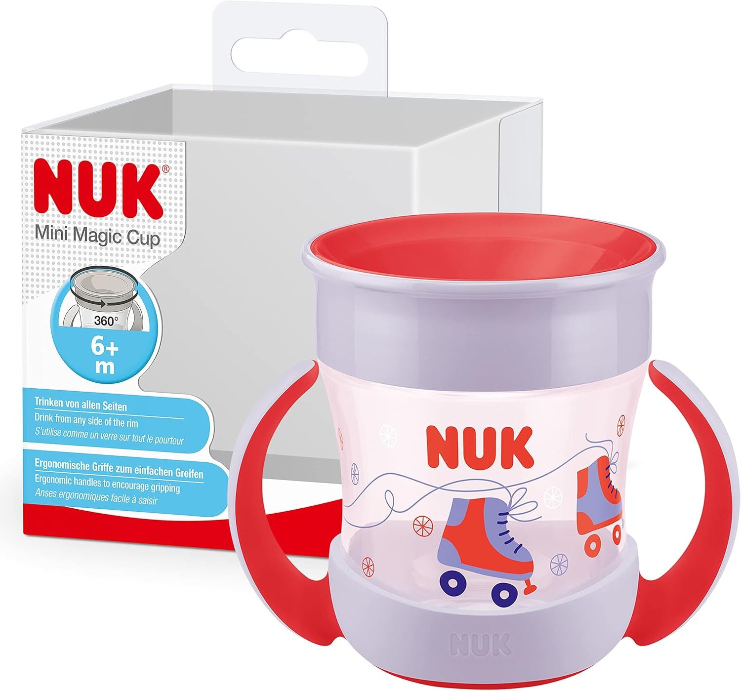 NUK Trinklernbecher NUK Mini Magic Cup – Rollschuhe Design, Auslaufsicher & robust, 1-tlg.