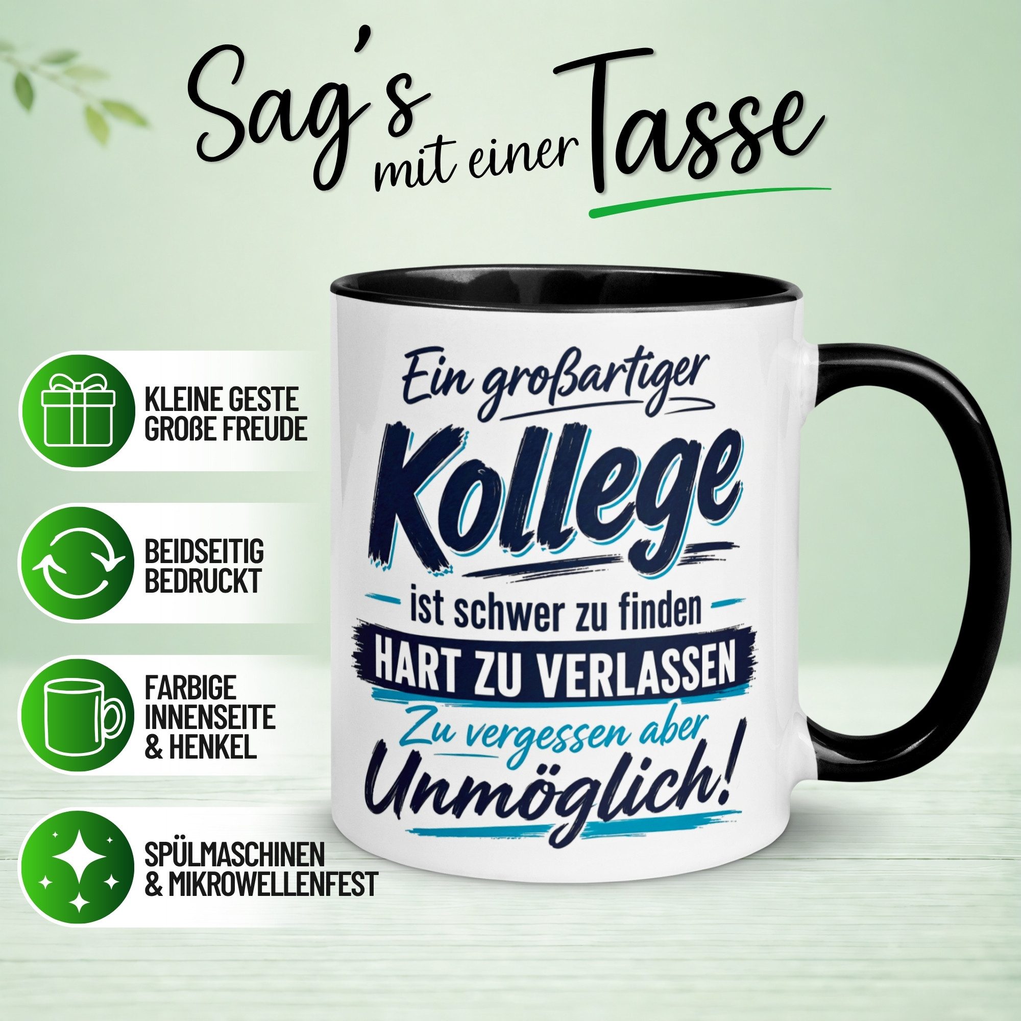 Momentals Tasse Tasse Abschied Kollege – Ein großartiger Kollege ist schwer zu finden, Gratis Versand · Links-&Rechtshänder · Spülmaschinenfest