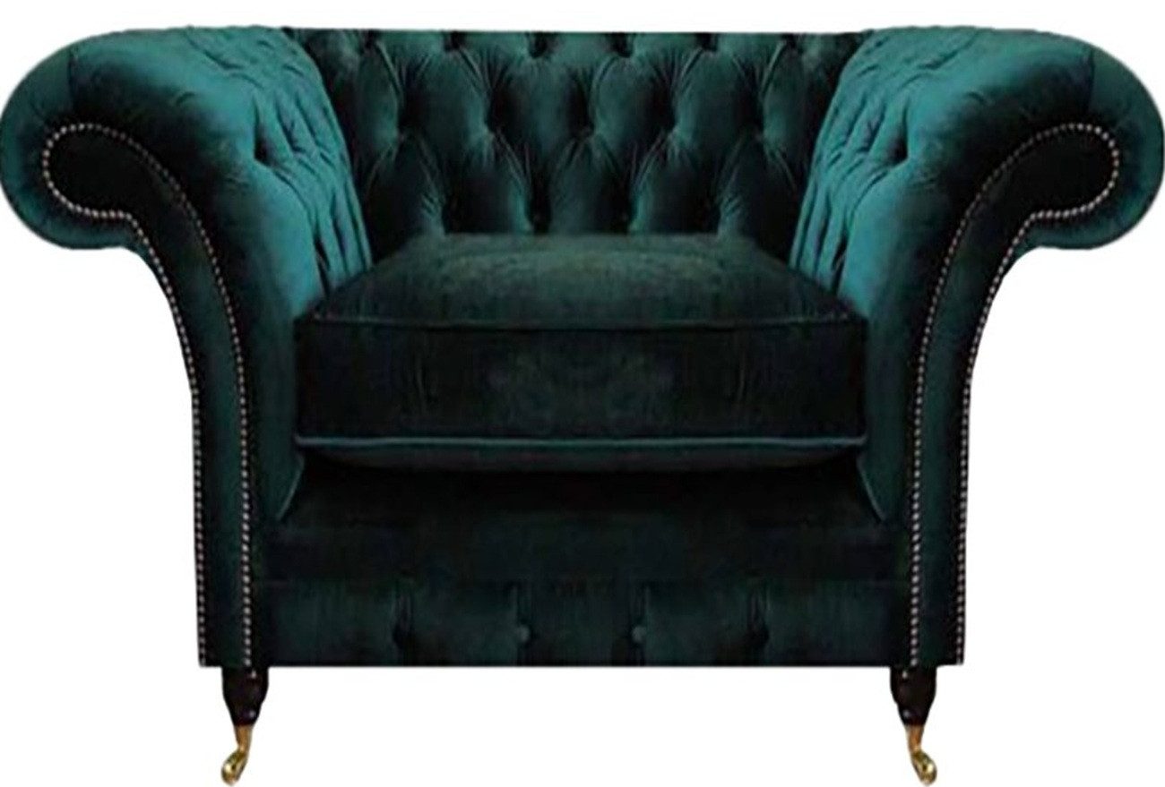 Xlmoebel Chesterfield-Sessel Grüner Chesterfield-Sessel mit bequemen Polstersitz (1-St., Sessel), Hergestellt in Europa