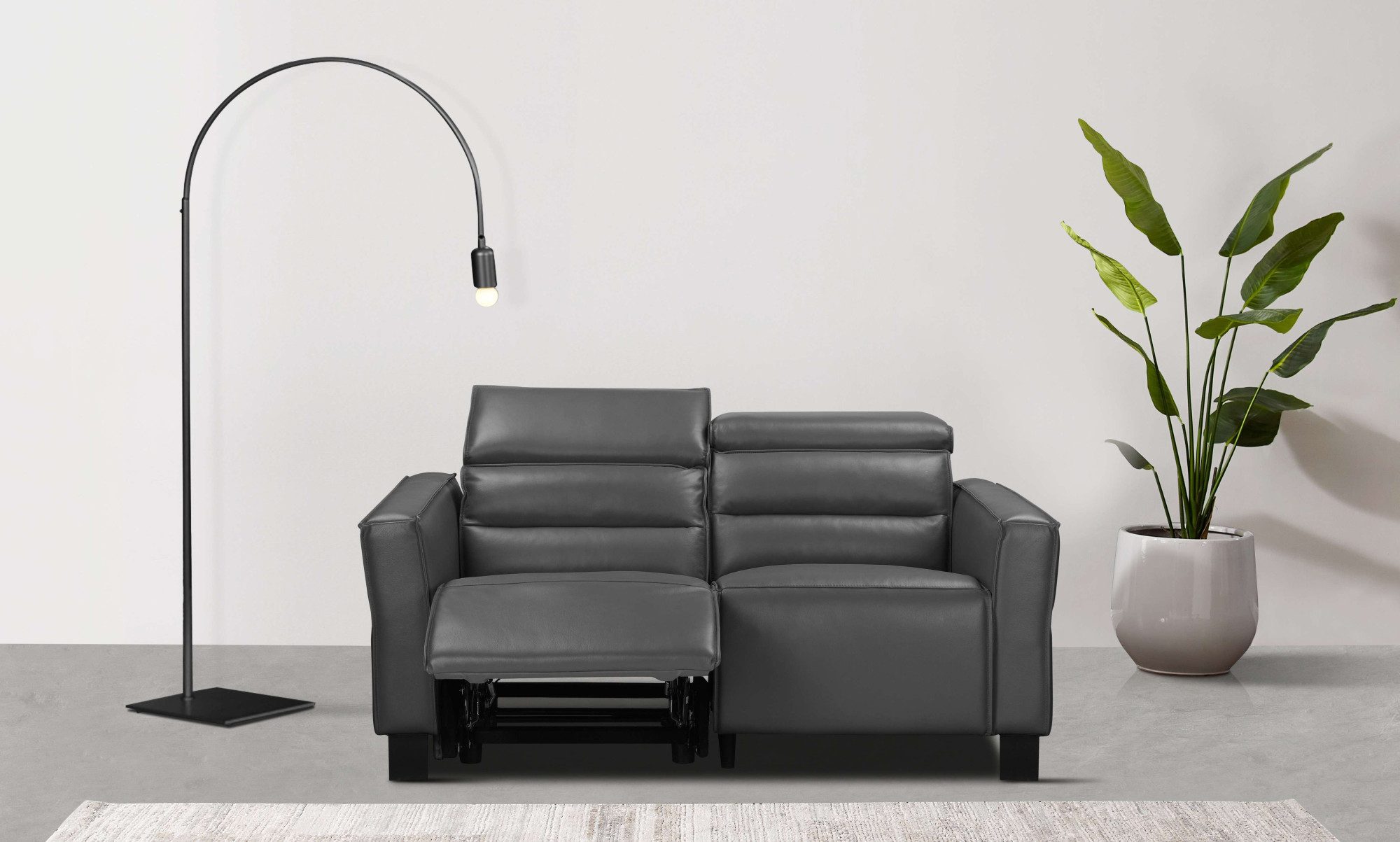 OTTO home 2-Sitzer Carpari Naturleder, 162 cm, man./elektr. Relaxfunktion, (USB A/C), sowie Kopfteilverstellung