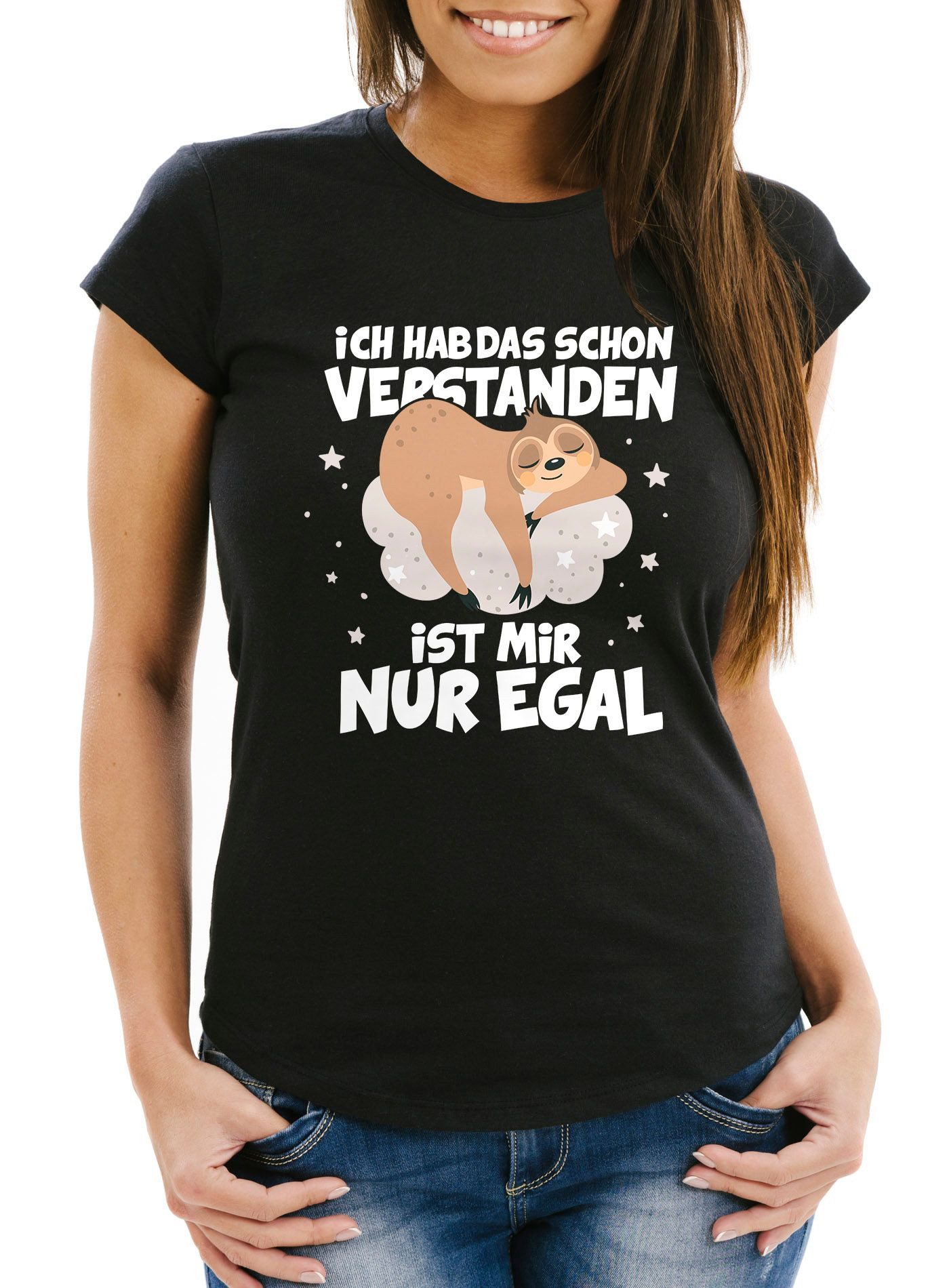Print-Shirt Damen T-Shirt Faultier Spruch lustig Ich hab das schon verstanden ist