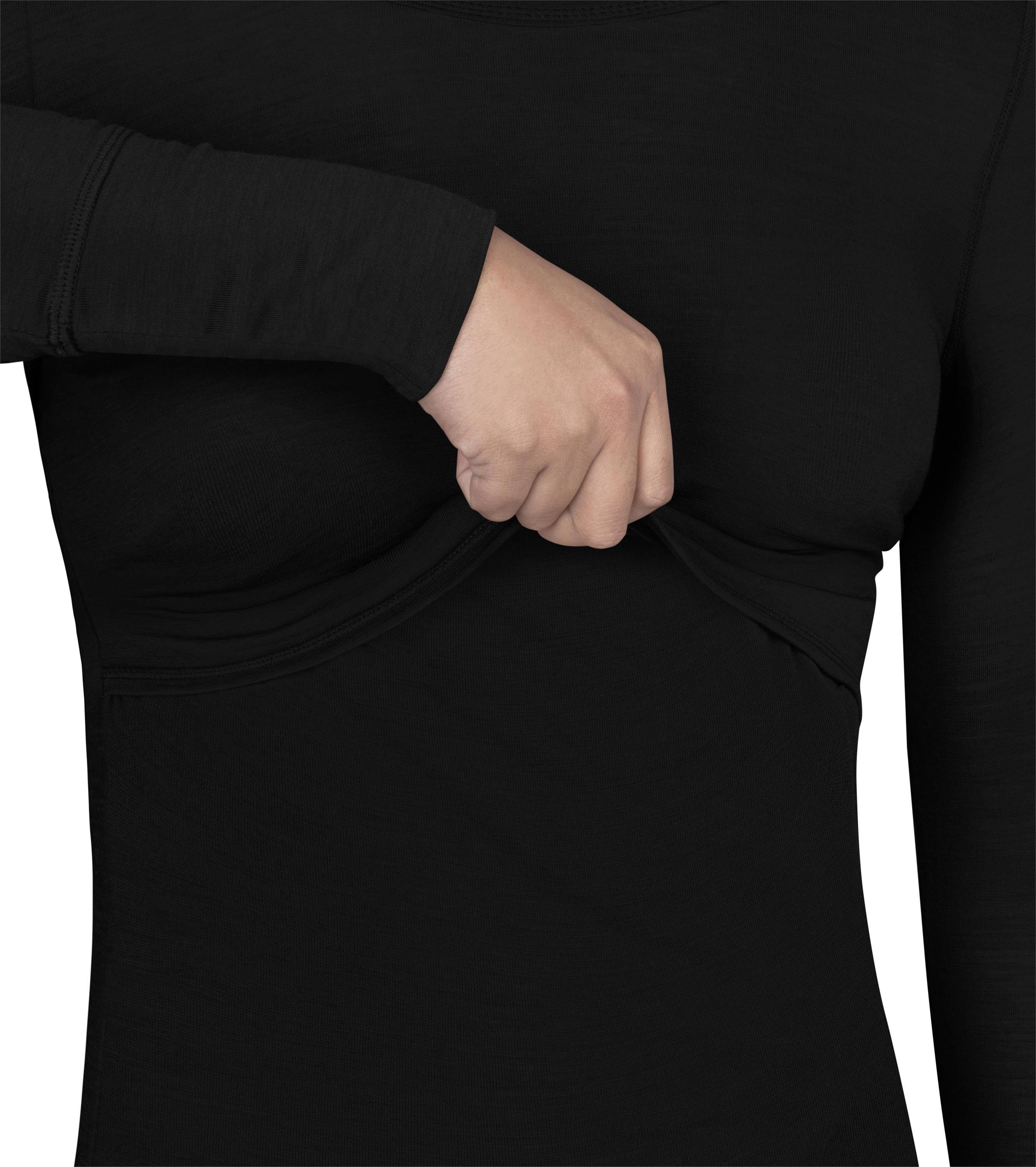 Schwarz Unterwäsche normani aus Thermounterhemd und Garnitur Umstandspullover RWS Merino Merinowolle Umstandsmode Set Umstandshose