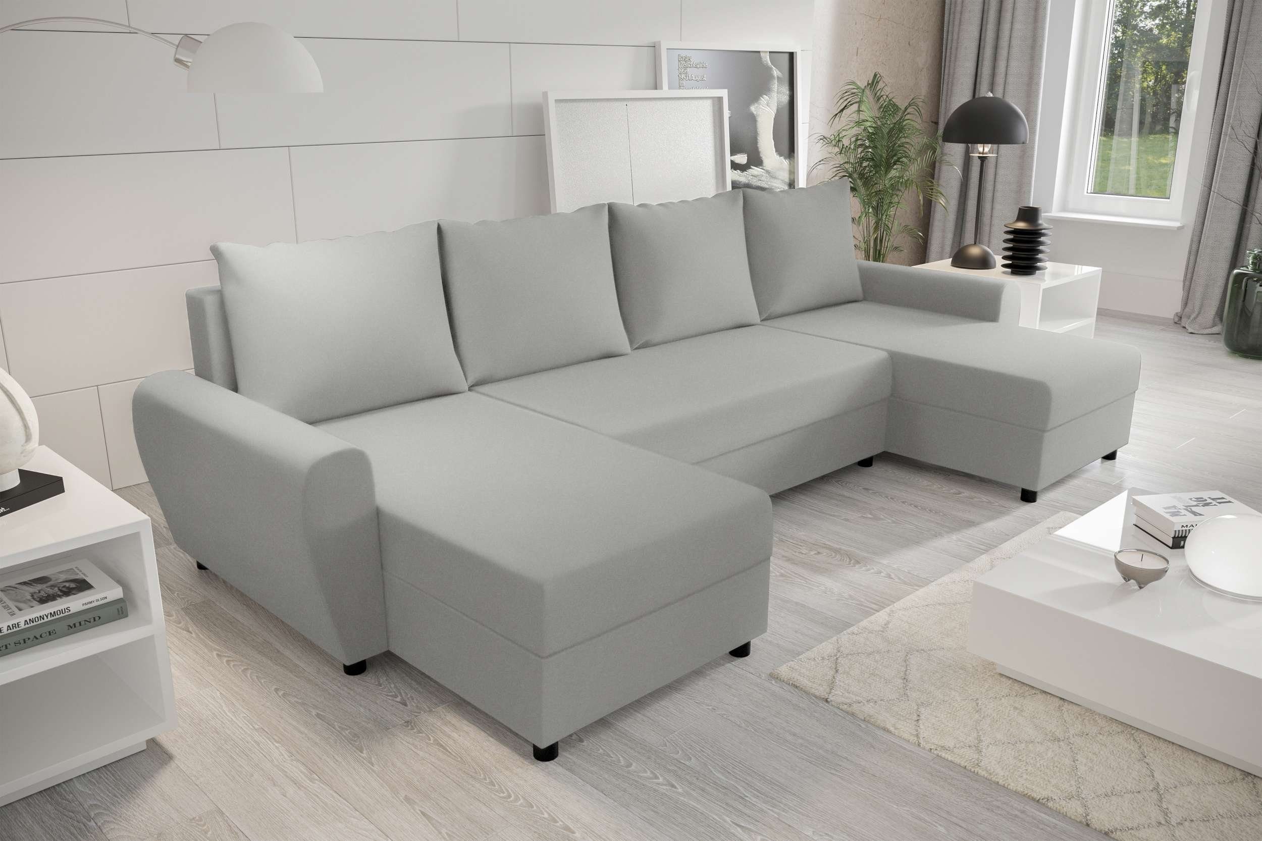Arlen, Bettkasten, U-Form, Modern Wohnlandschaft Sitzkomfort, Bettfunktion, Design Eckcouch, mit mit Stylefy Sofa,
