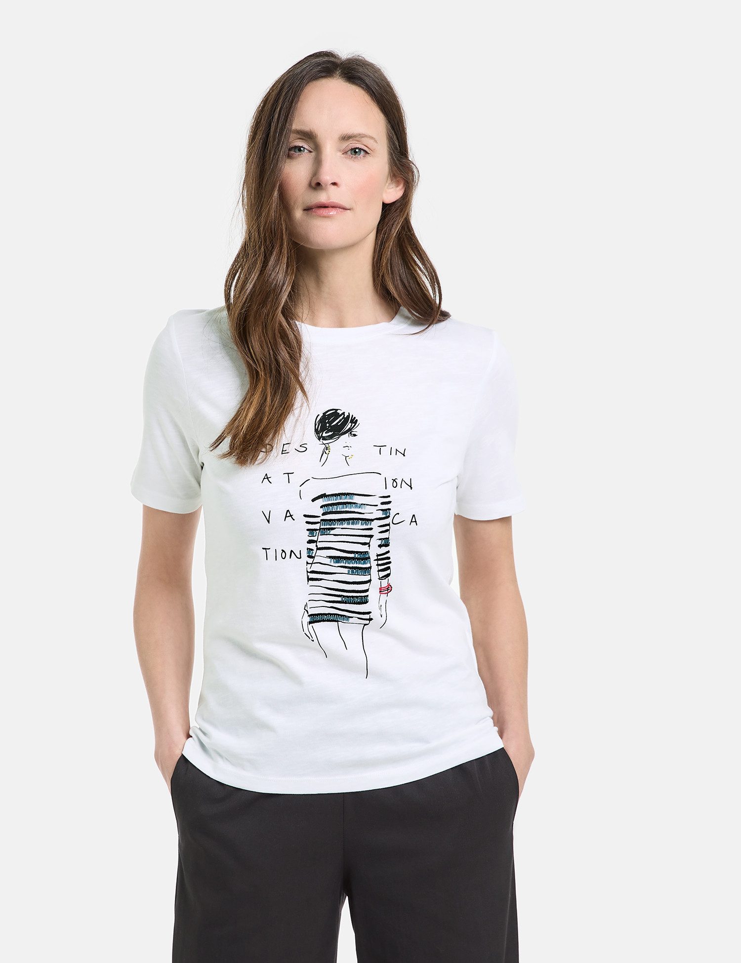 GERRY WEBER Kurzarmshirt Эко-товарes T-Shirt mit Frontprint