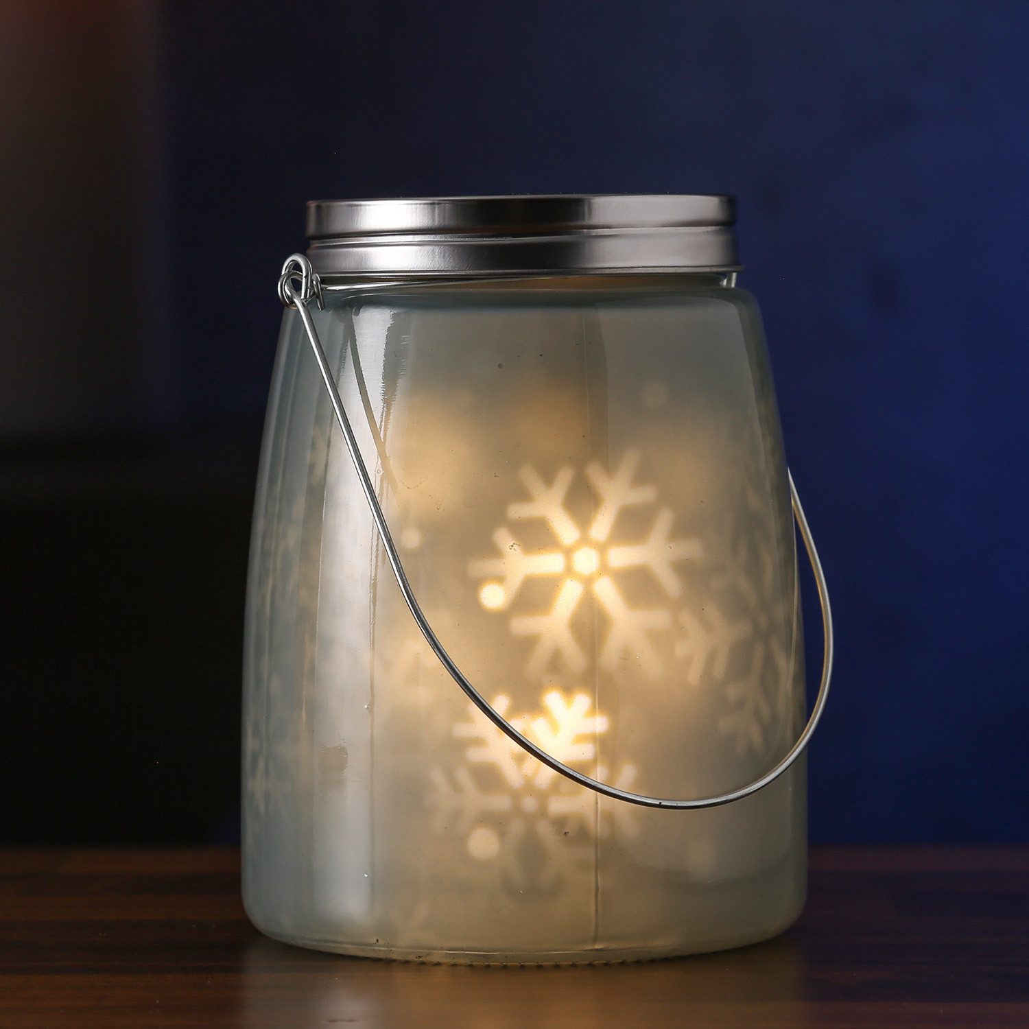 MARELIDA LED Dekolicht LED Dekoglas SNOW rotierende Schneeflocken Innen 16cm Weihnachtsdeko, LED Classic, warmweiß (2100K bis 3000K)