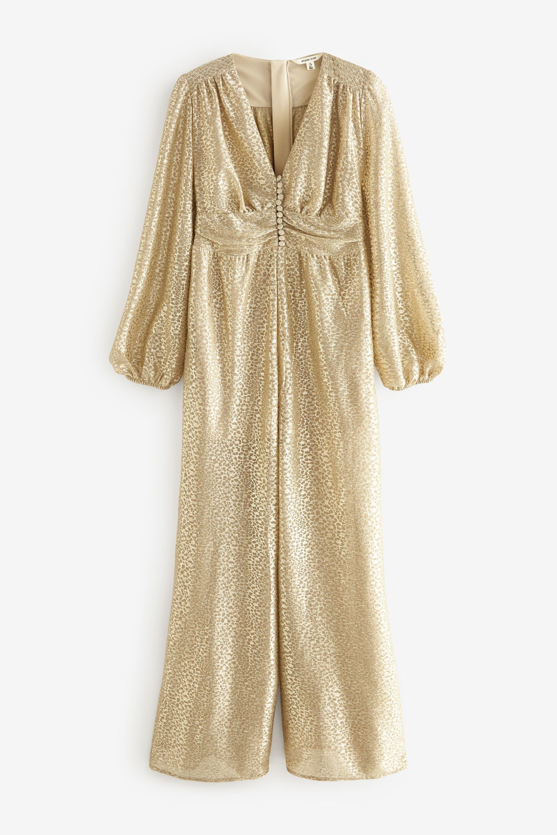 Myleene Klass Jumpsuit Myleene Klass Langärmeliger Metallic-Jumpsuit (1-tlg)