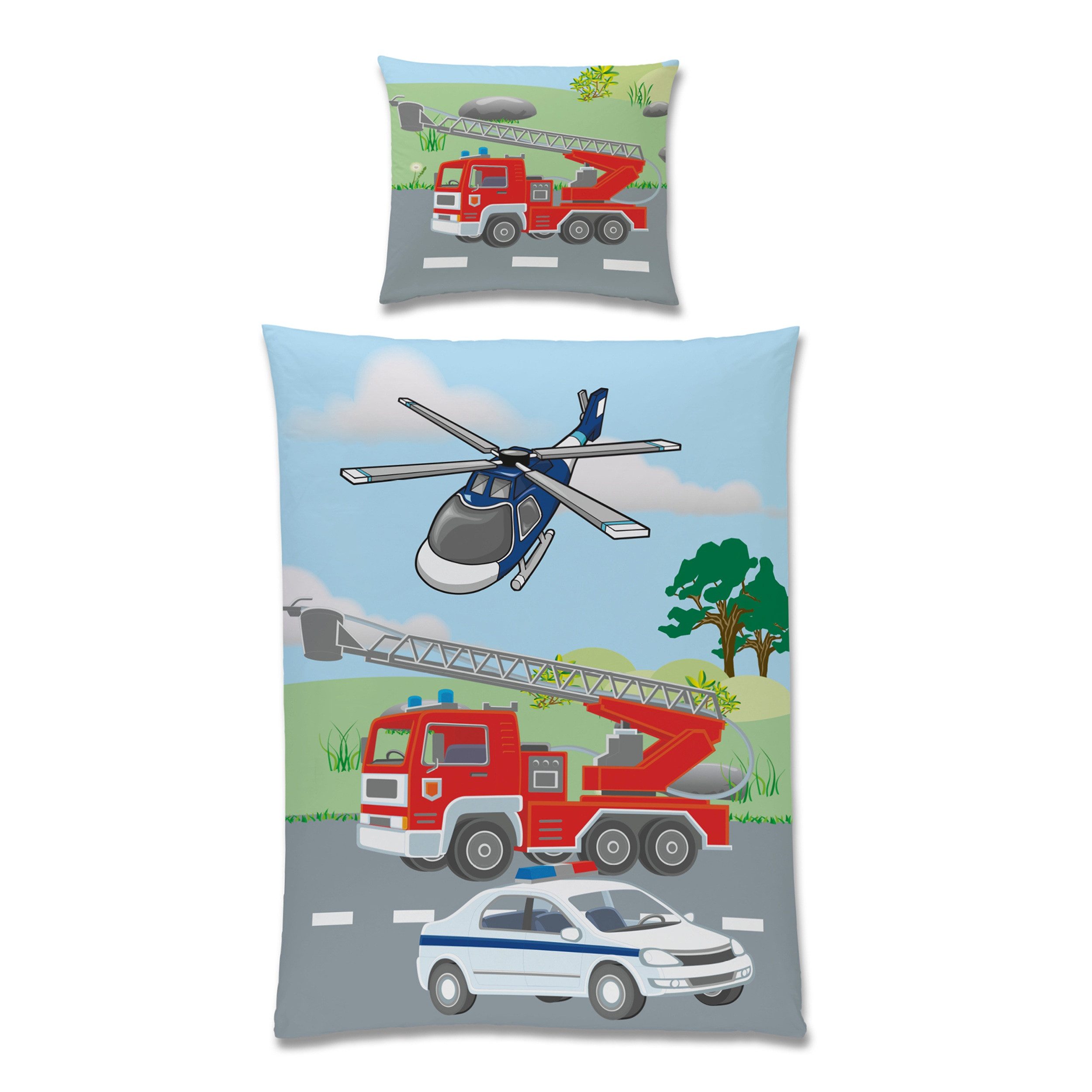 Familando Kinderbettwäsche Polizei & Feuerwehr, 135x200 günstig online kaufen