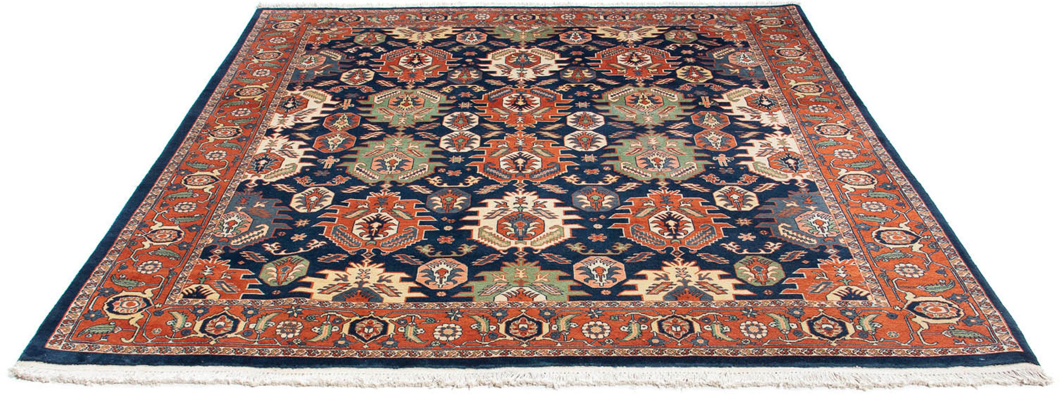 Wollteppich Gabbeh - Kaschkuli Persern quadratisch - 205 x 200 cm - dunkelblau, morgenland, quadratisch, Höhe: 13 mm, Wohnzimmer, Handgeknüpft, Einzelstück mit Zertifikat