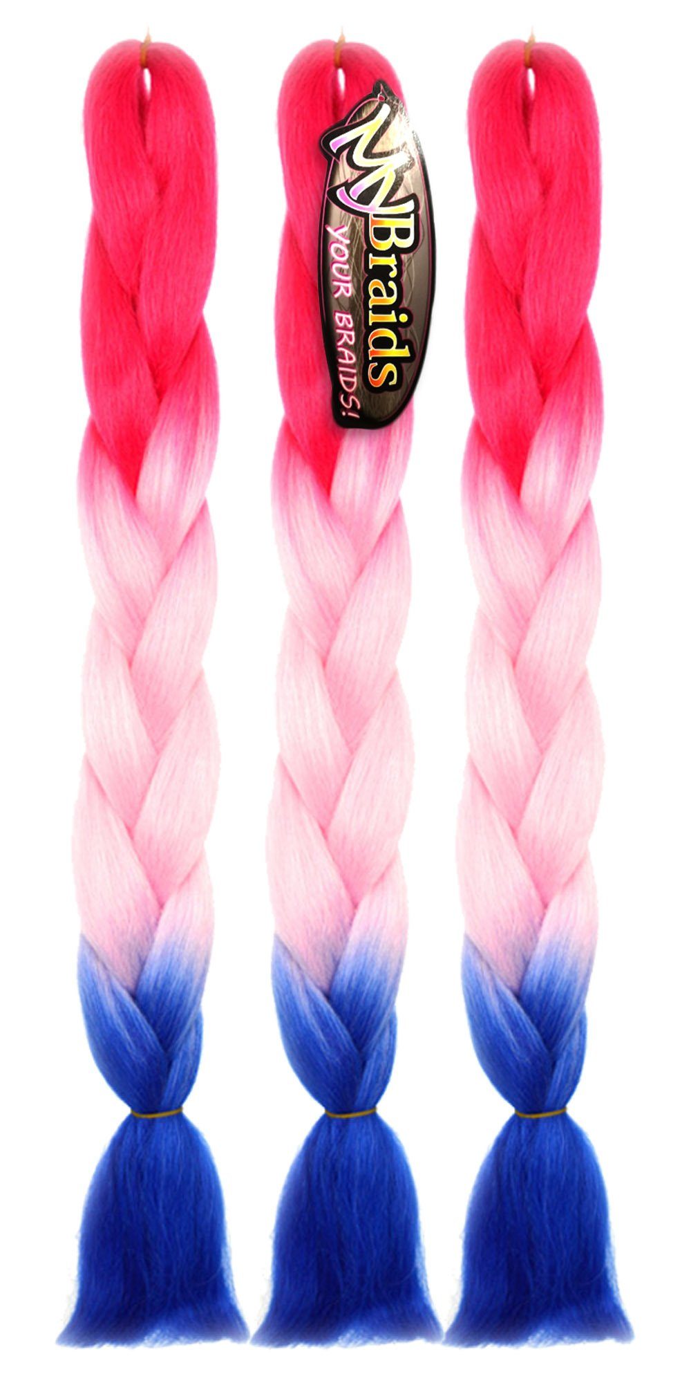 23-CY Pink-Hellrosa-Dunkelblau Zöpfe Pack YOUR MyBraids im 3er 3-farbig Kunsthaar-Extension Jumbo Braids Flechthaar BRAIDS!