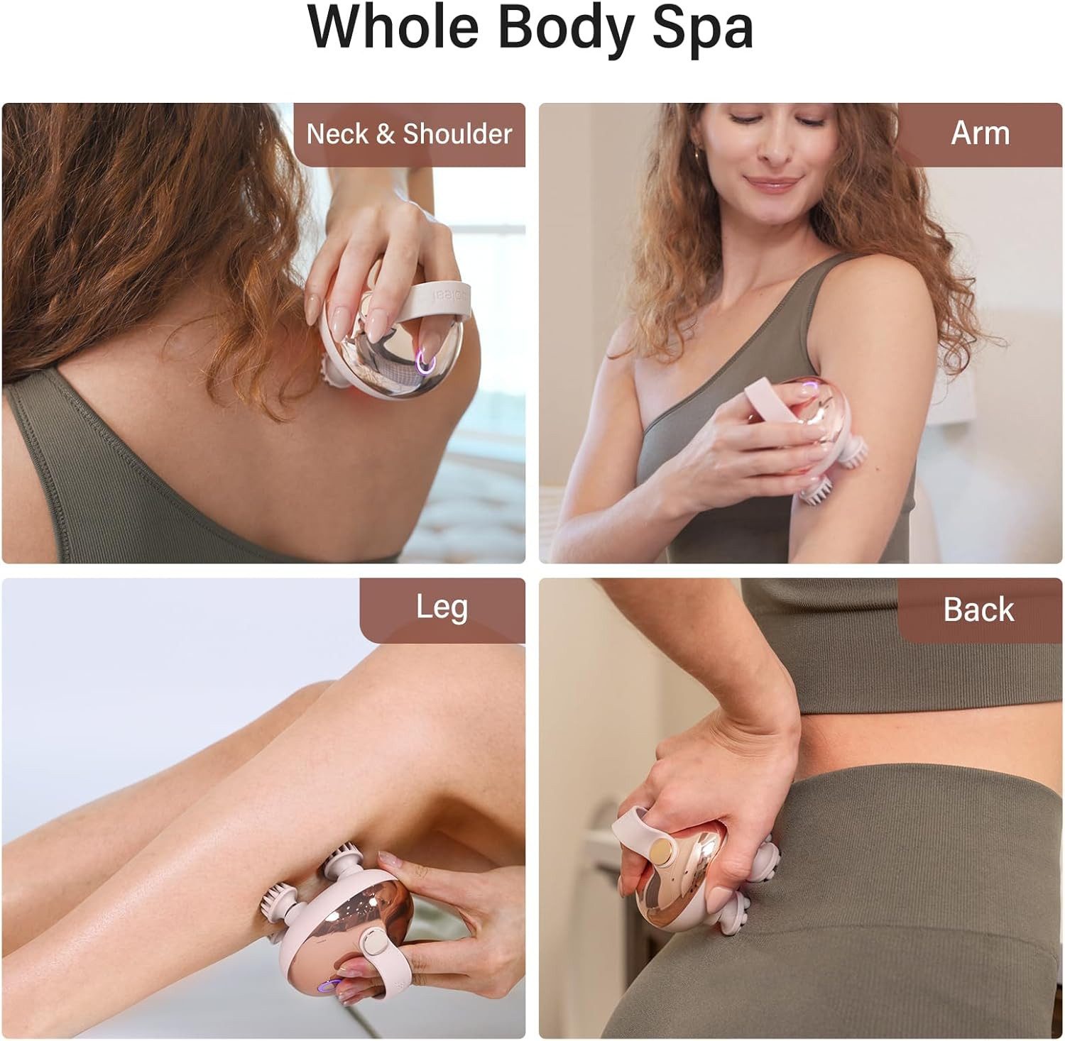 Toomoke Massagegerät elektrisches Kopfmassagegerät,handliches Kopfmassagegerät,2 modi, Körper-Massagegerät, Rotes Lichtpflege,mit 8 Massageköpfen,IPX6,Geschenk, Scalp Massager,Anti-Stress-Massage, Silikon-Massageaufsätze,Golden