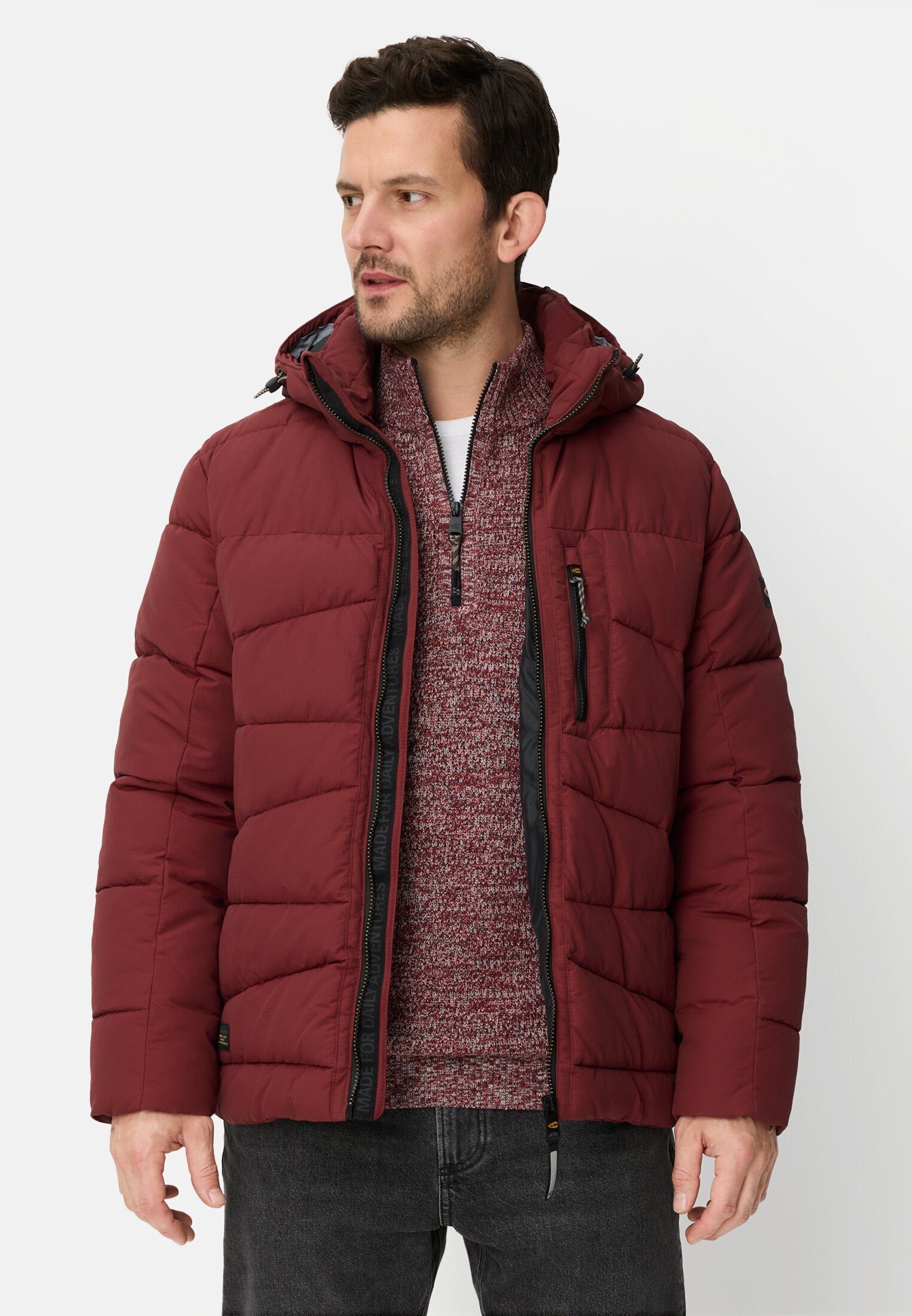 camel active Winterjacke Winterjacke mit abnehmbarer Kapuze Langarm