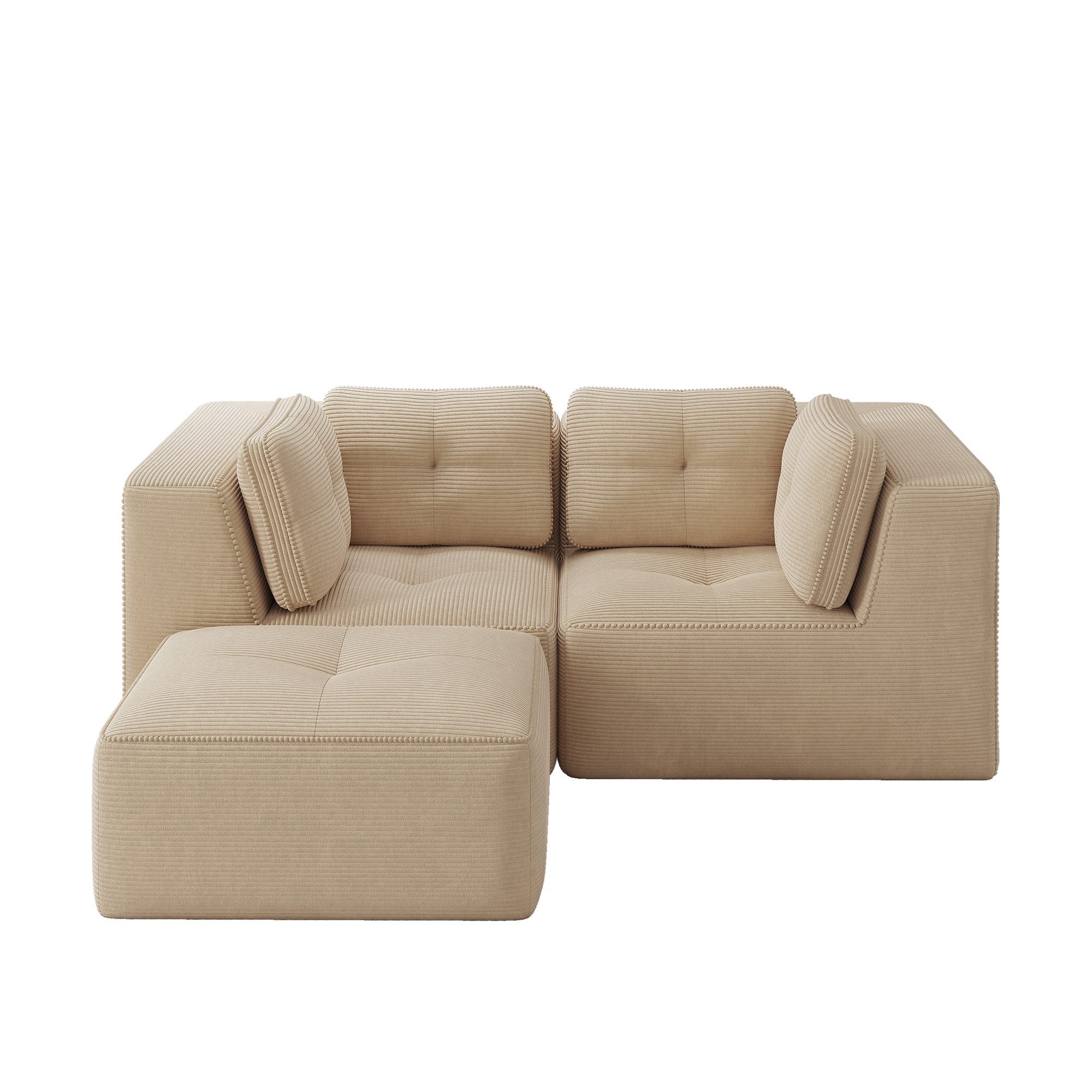 Odikalo Sofa Ecksofa Schlafsofa Modulares Sofa, Cord, rahmenloses L-förmiges Sofa mit beweglicher Fußstütze, bequemer Cordstoff, geeignet für Wohn- und Schlafzimmer