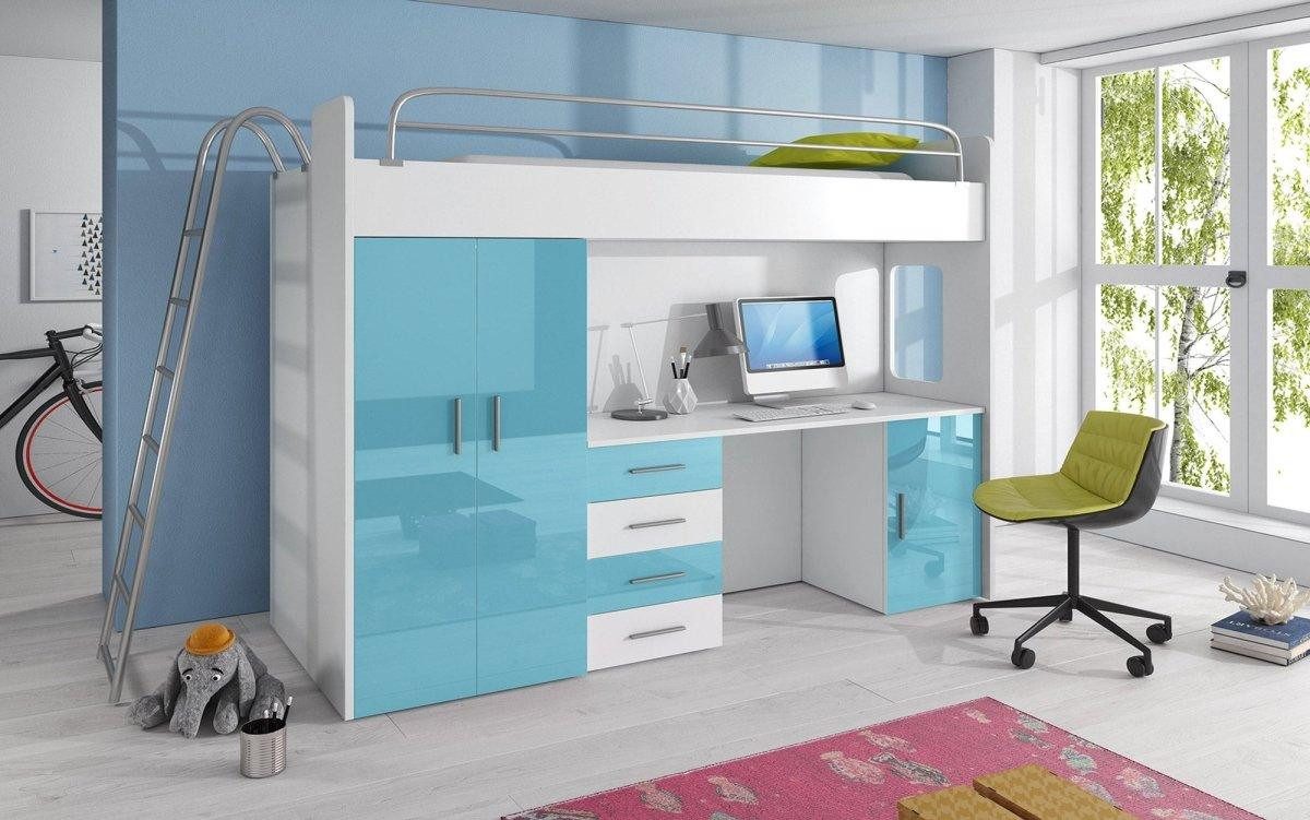 Luxusbetten24 Hochbett Kinderhochbett Study mit Schreibtisch, günstig online kaufen