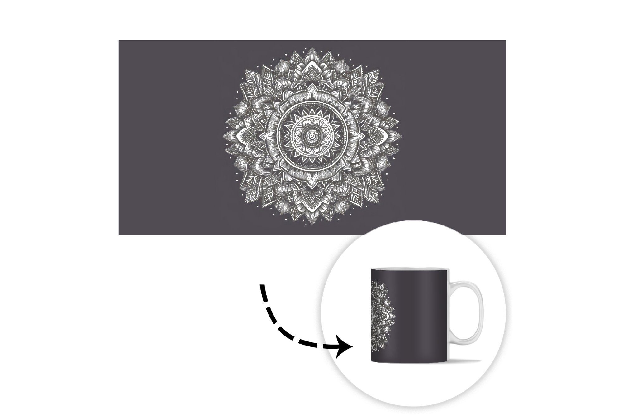 - und - Schwarz - - Geschenk Becher, MuchoWow Teetasse, Blumen Kaffeetassen, Keramik, weiß Tasse Mandala Teetasse, Böhmisch Natur,