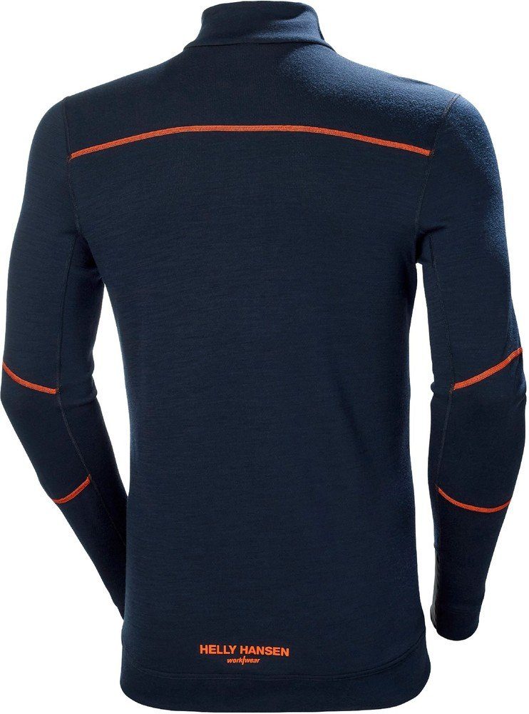 Half Lifa Merino Zip Longsleeve Orange Navy/Dark Helly Hansen