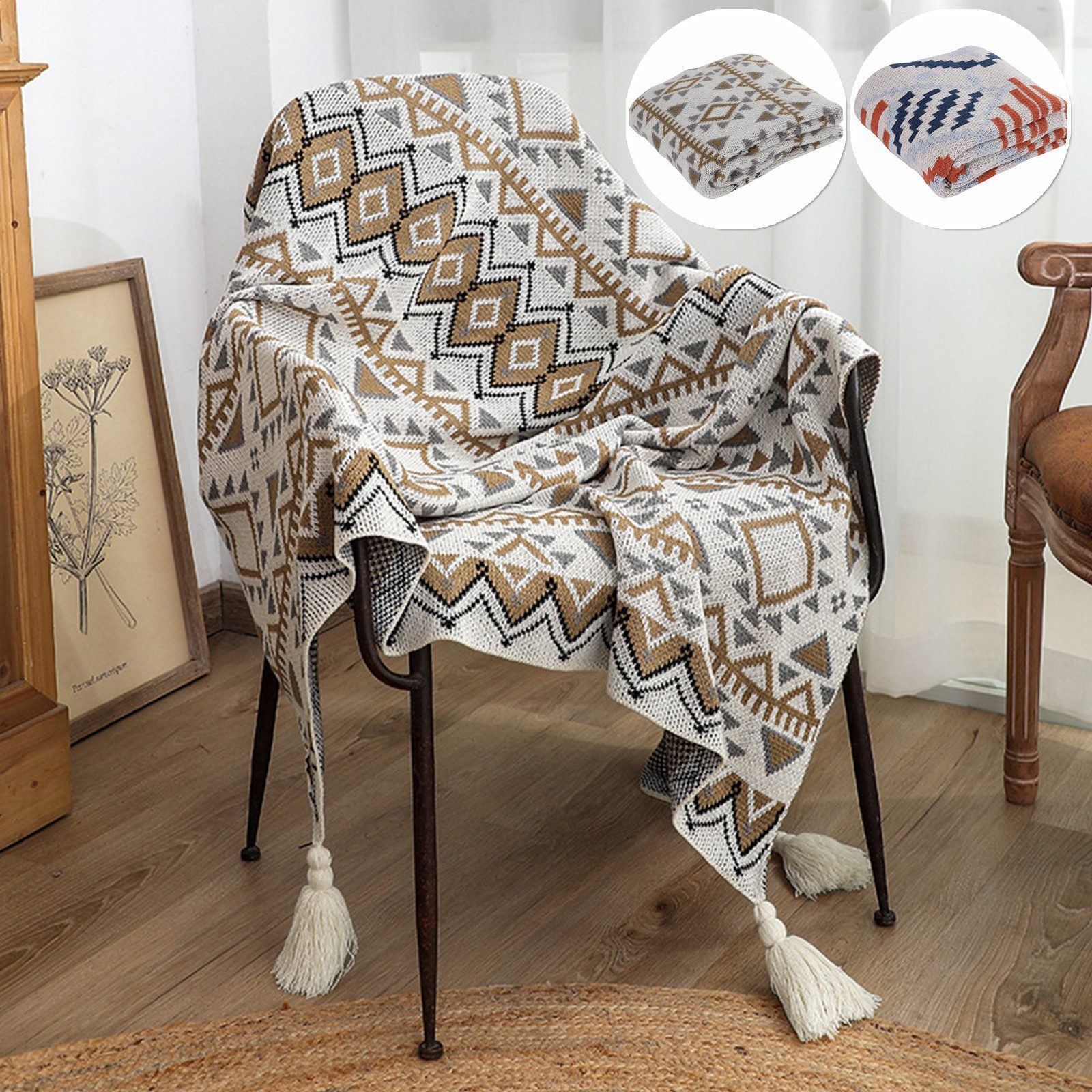 Picknickdecke Boho Decke Sofadecke mit Quaste,Tagesdecke, günstig online kaufen
