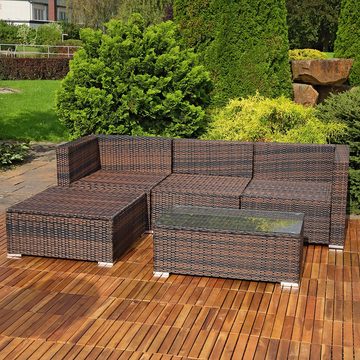 Melko Gartenlounge-Set Gartengarnitur Lounge Polyrattan 5tlg. Sitzgruppe Gartenset, (Set), Schraub-Ausgleich-Standfüße