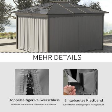 Outsunny Markise 4 Seitenteile für 3x3 m Pavillon mit Haken (Vorhänge, 4-St., Seitenwände) für Gartenpavillon Partyzelt Polyester Hellgrau 302 x 205 cm