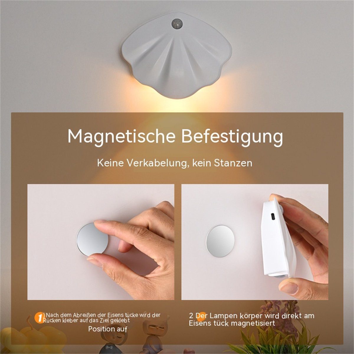 carefully selected intelligentes Nachtlicht LED-Magnetinduktionslicht, Nachtlicht Wiederaufladbares Weiß