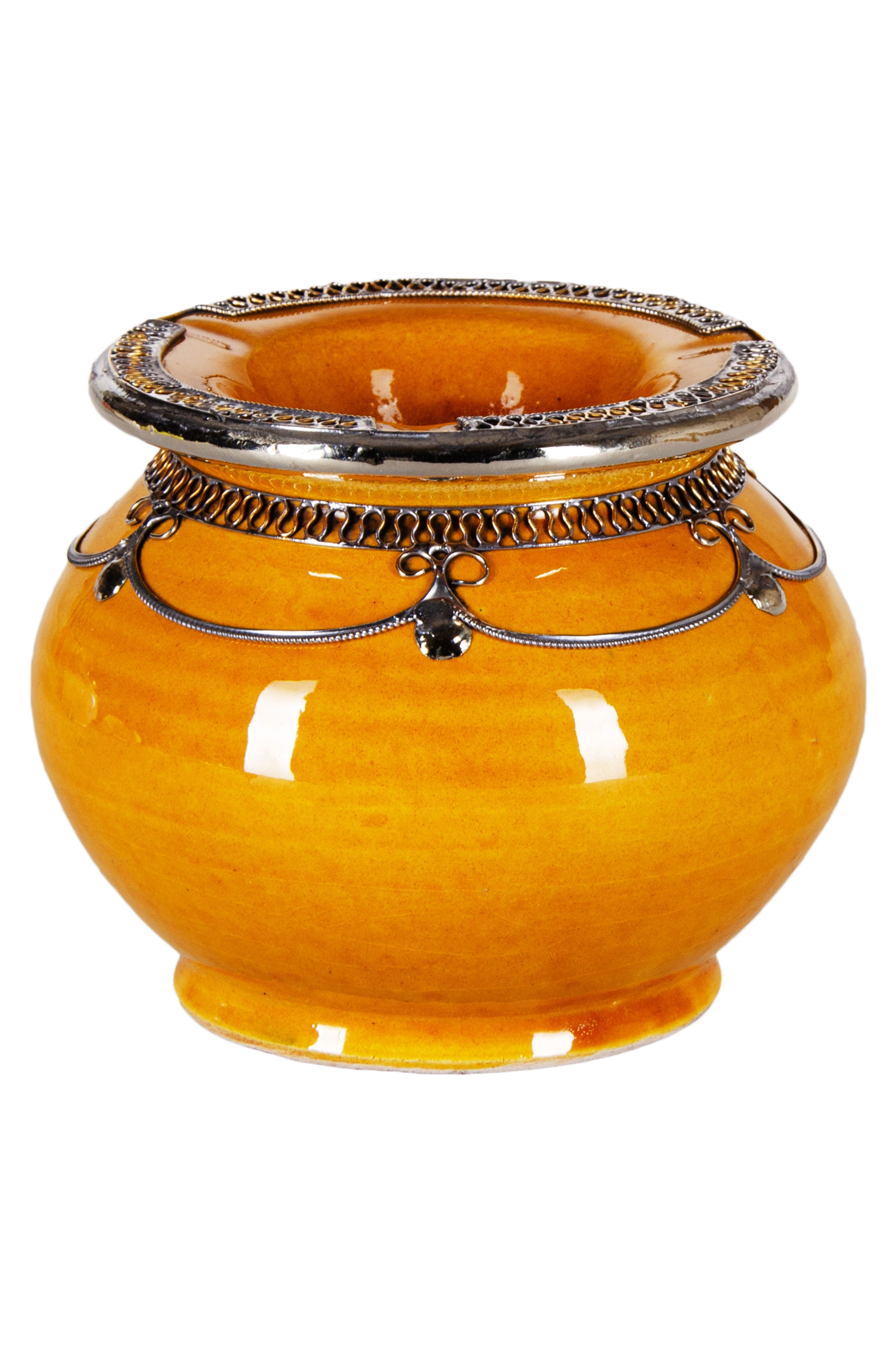 Marrakesch Orient & Mediterran Interior Aschenbecher Marokkanischer Aschenbecher Miranda Deko aus Keramik in Gelb 11 cm, Handarbeit
