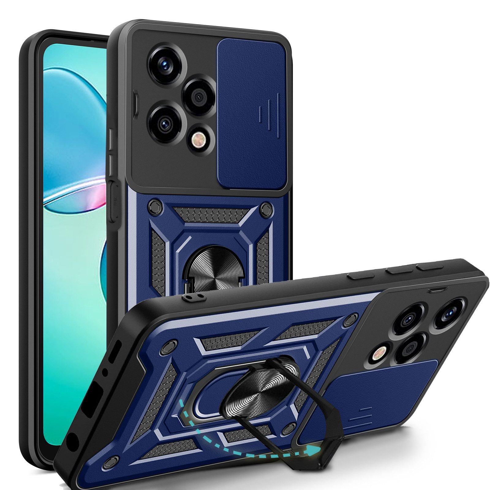 betterfon Handyhülle Panzer Hülle für Honor 200 Lite Outdoor Case mit Kameraschutz, Outdoorhülle mit Ringhalter Smartstand und Silikonkern