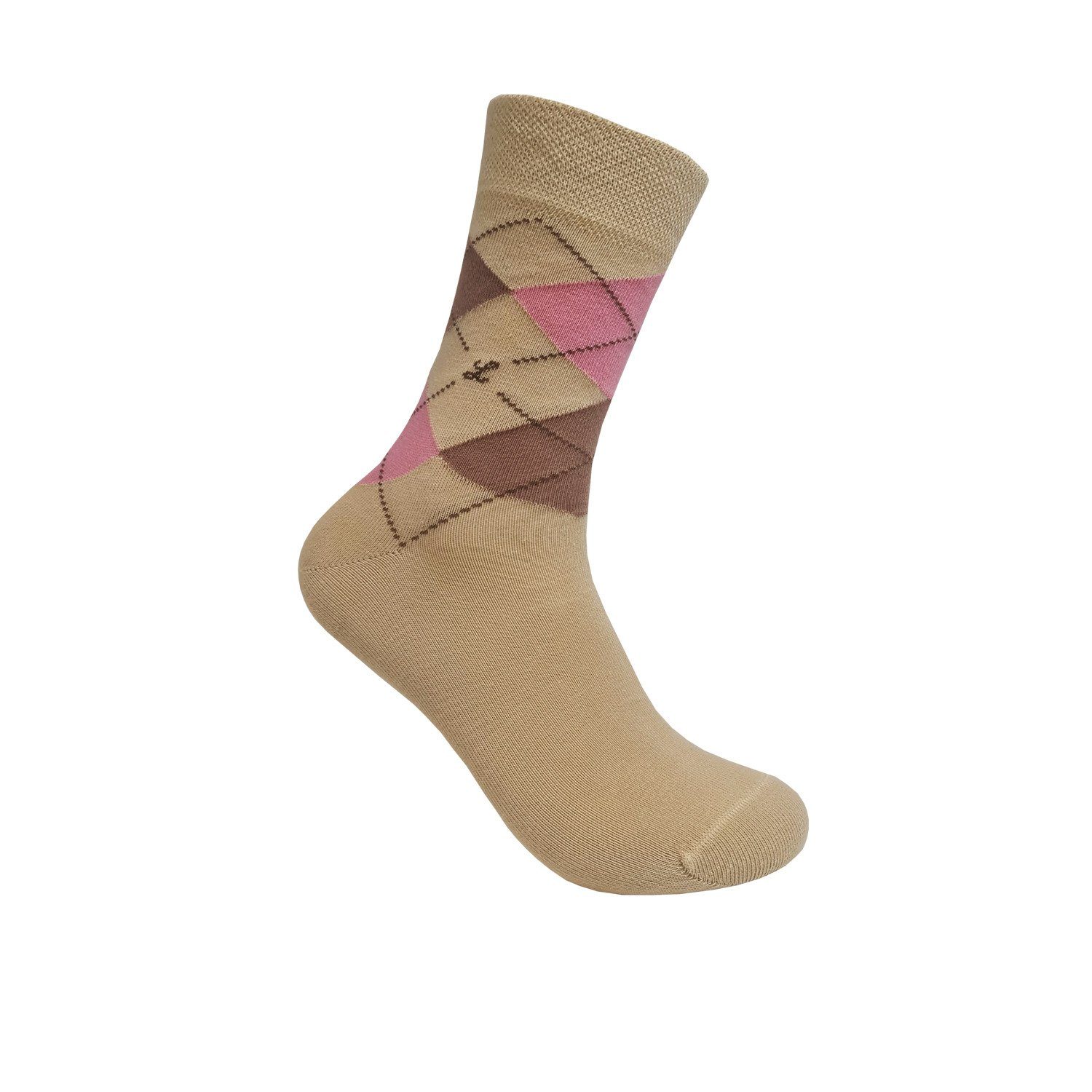 hochwertiger gemustert, für beige-rosa-Mix Markensocken Lindner Businesssocken Damen Baumwolle atmungsaktiv (unifarbend und Herren und Max und 1-Paar) hautfreundlich aus