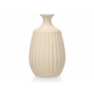 Gift Decor Dekovase Vase Beige aus Keramik 19 x 31 x 19 cm 4 Stück Streifen