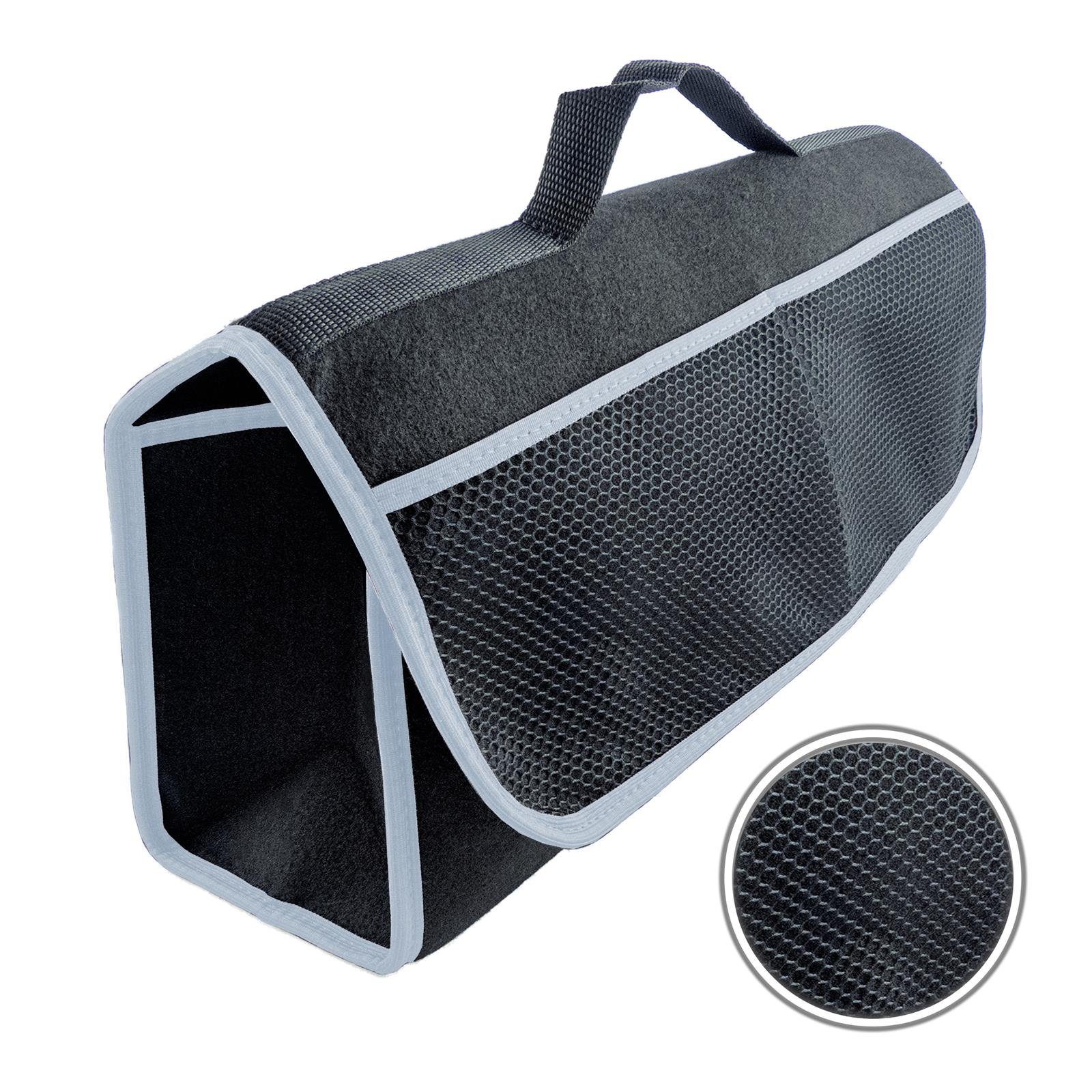 Organizer Kofferraumtasche Auto Kofferraum in schwarz mit grauem Saum