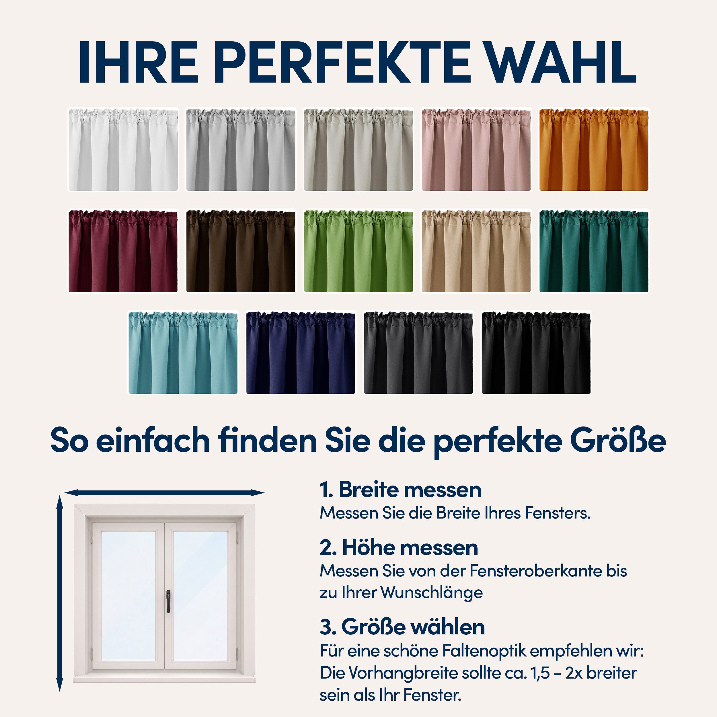 Stoffschmiede Gardine Blickdicht - Kräuselband & Ösen, Kräuselband – Bild 5 von 5