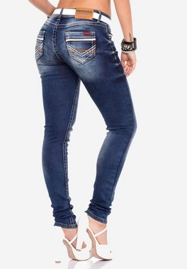 Cipo & Baxx Slim-fit-Jeans mit bestickten Taschen in Slim Fit