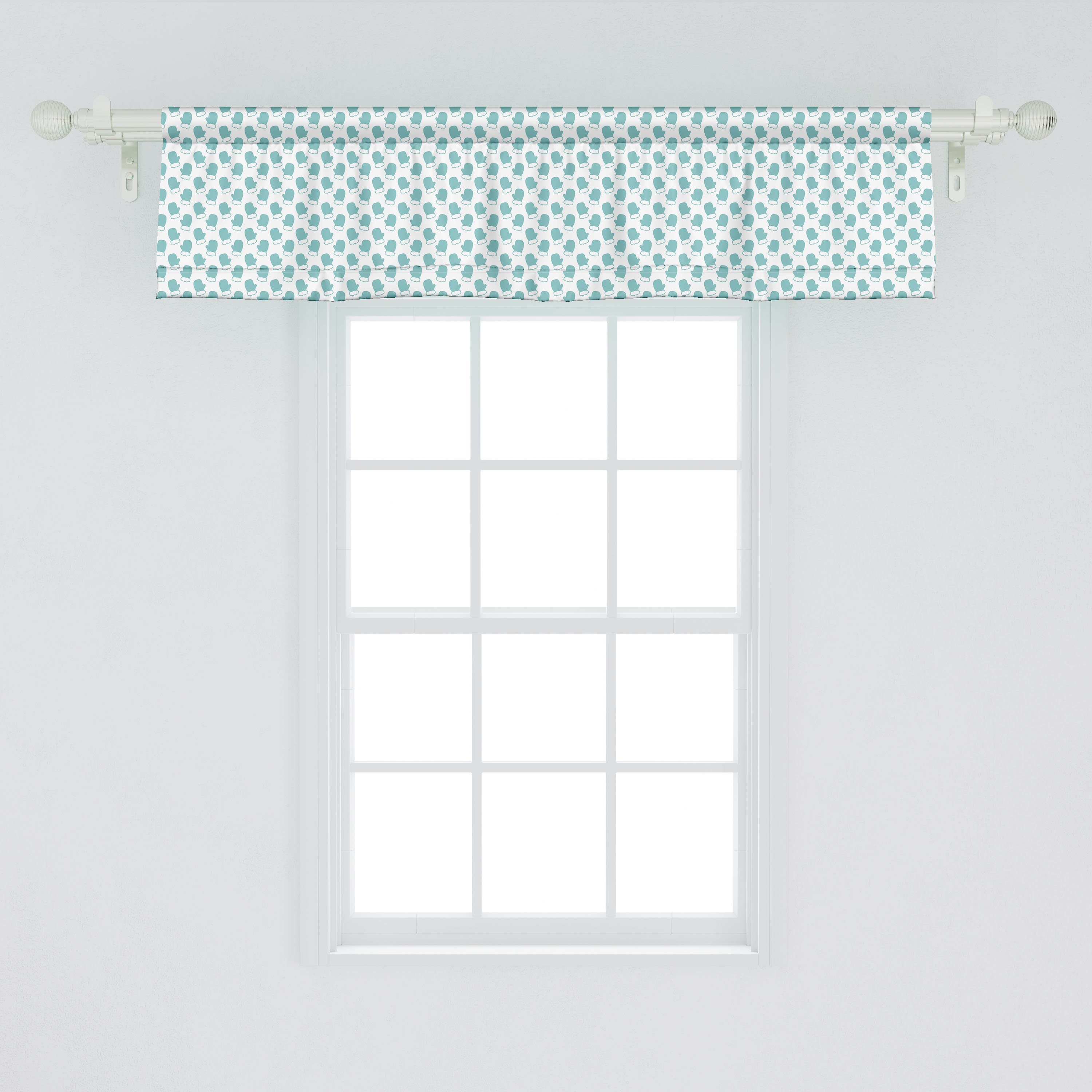 Scheibengardine Vorhang Volant für Schlafzimmer Winter-Schnee-Handschuhe Dekor mit Küche Abakuhaus, Microfaser, Stangentasche, Türkis