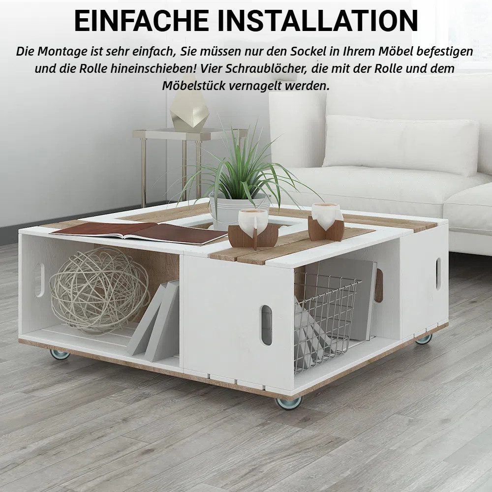 BlingBin Schwerlastrolle 4/8 Stücke 50mm Lenkrollen Doppelrollen Möbelrollen mit Bremse, (8er Set, 8-St., 8 Stück), Transportrollen 360° Drehbar Kein Geräusch f – Bild 4 von 5
