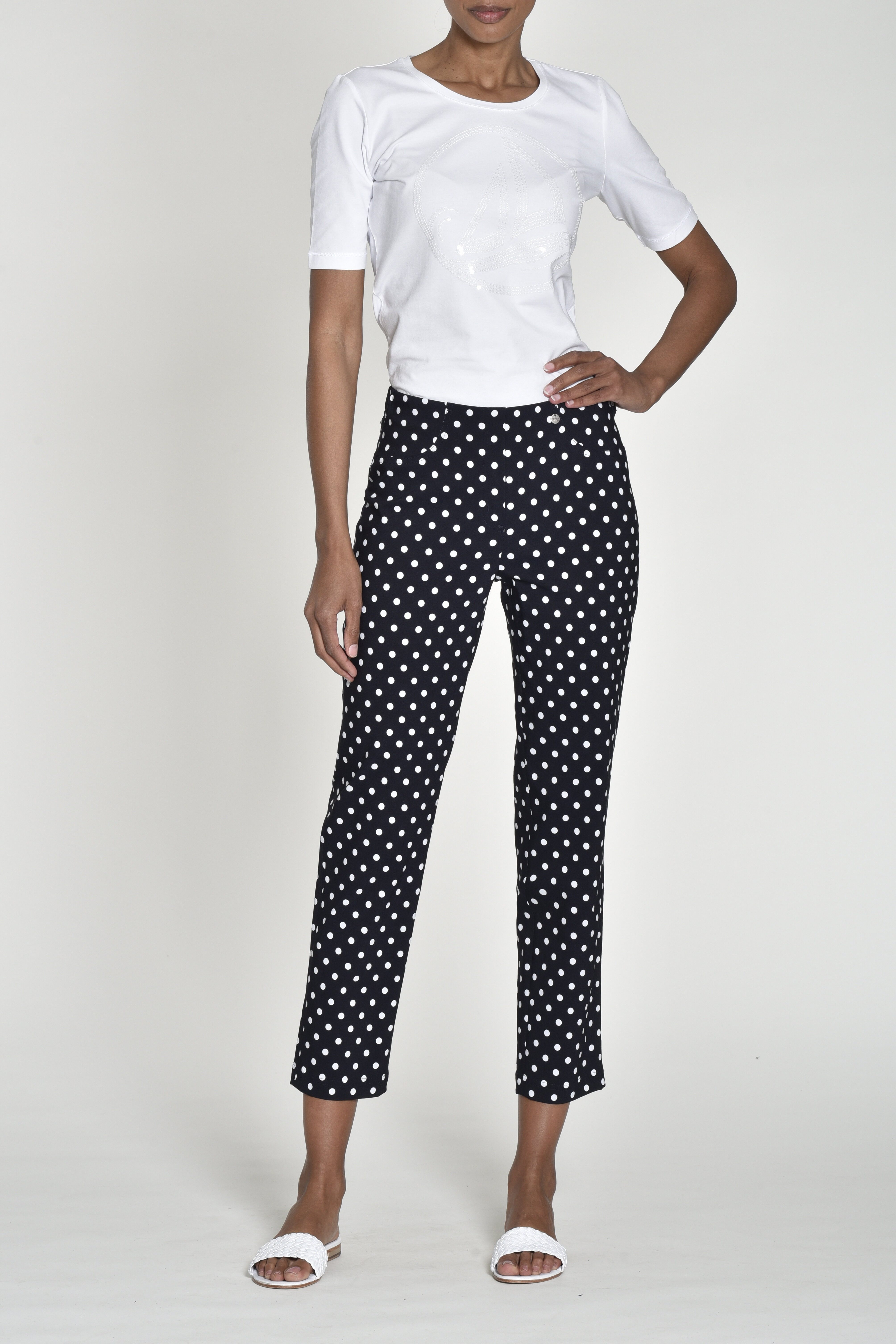 ROBELL Stretch-Hose BELLA09 Bengaline Punkte Print günstig online kaufen
