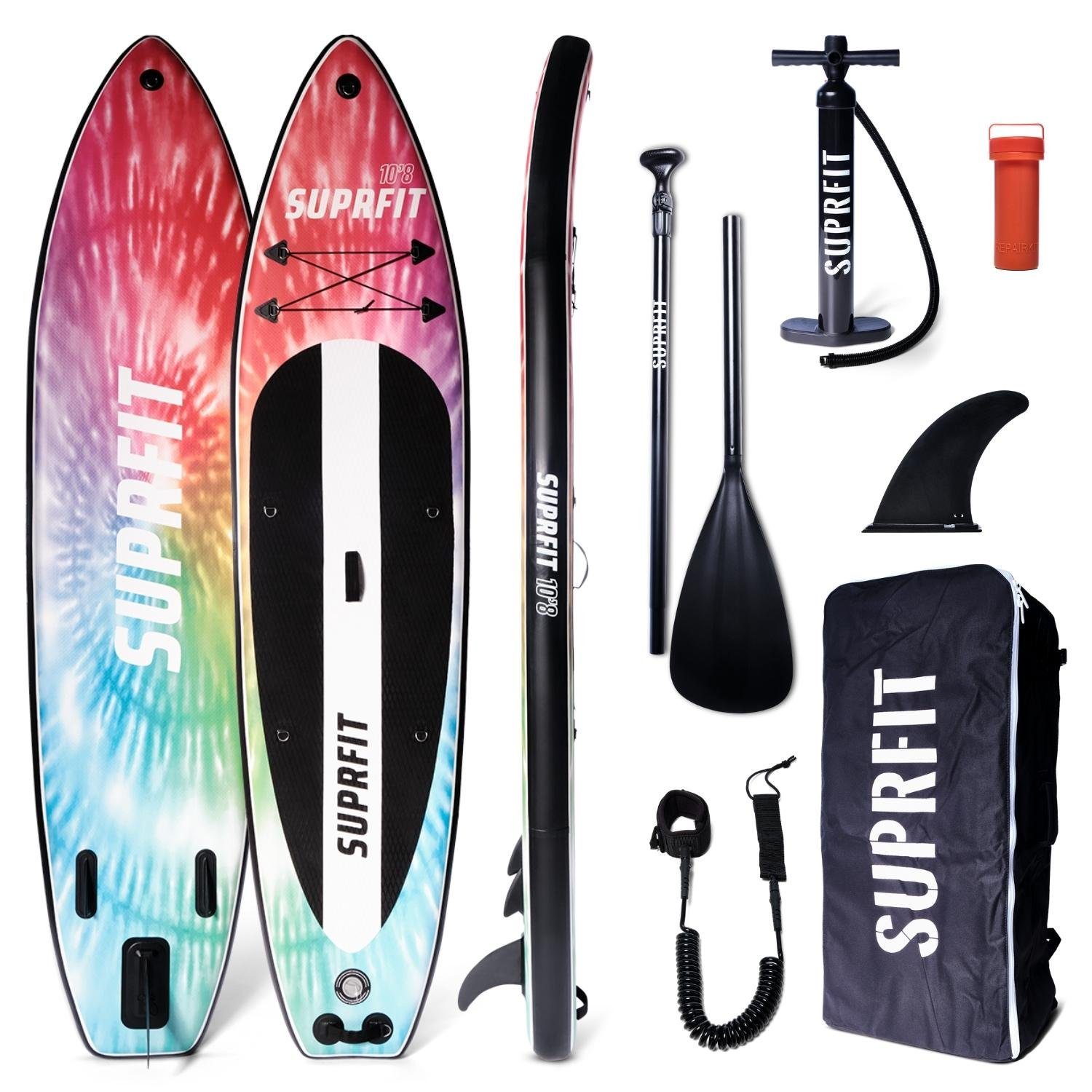 SF SUPRFIT SUP-Board Stand-Up-Paddling Board Batik, als aufblasbares Komplett-Set, Stand Up Paddle Board mit doppelter PVC Schichtung, Optimal ab 60 kg, max 140 kg - 330 x 78 x 15 cm